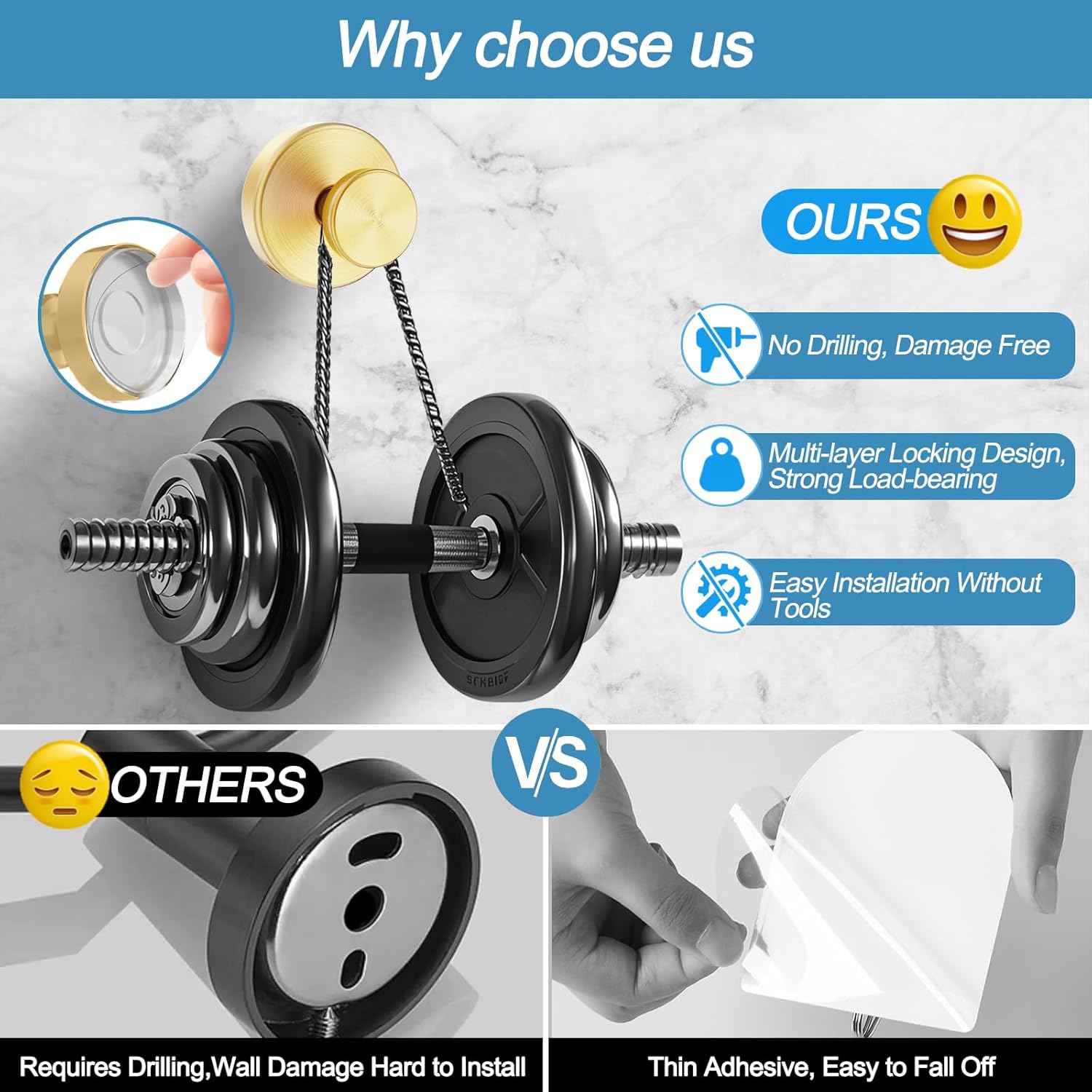 Suction Cup Hooks for Bathroom More - Gold Pack