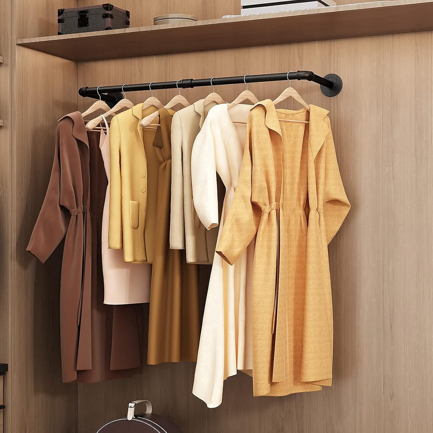 Wall Mounted Clothes Rack Industrial Pipe 384in Heavy Duty