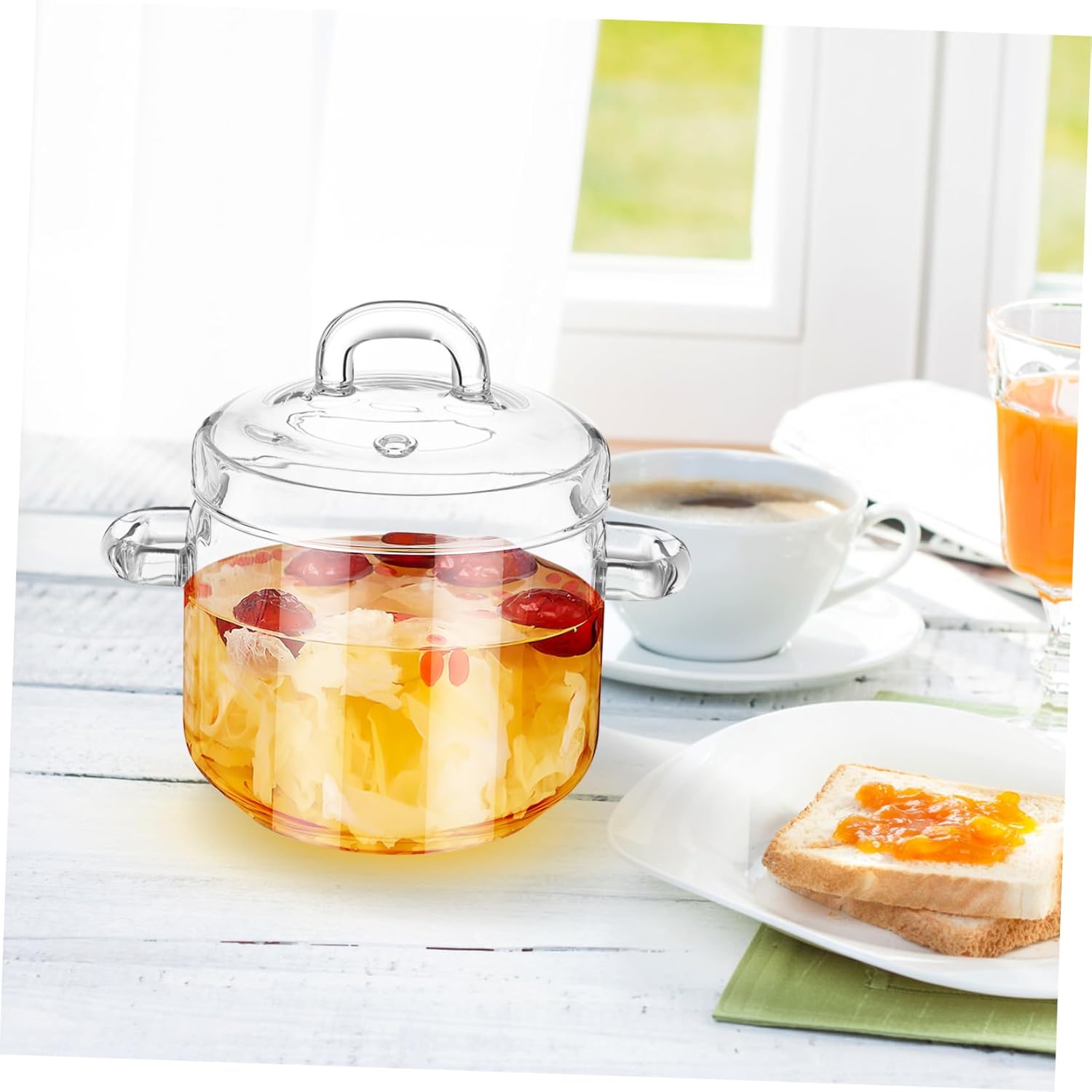 700ml Clear Glass Saucepan with Lid - Perfect for Pasta Noodles and Soups