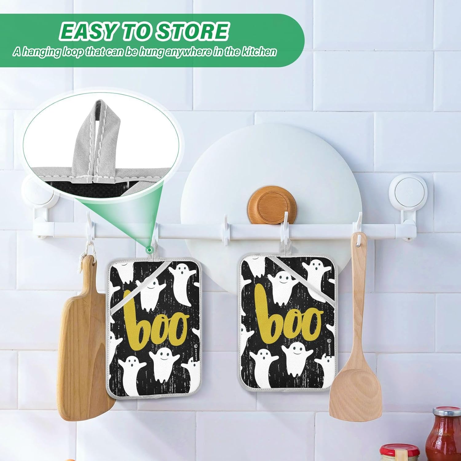 2-Piece Halloween Ghosts Potholders Set