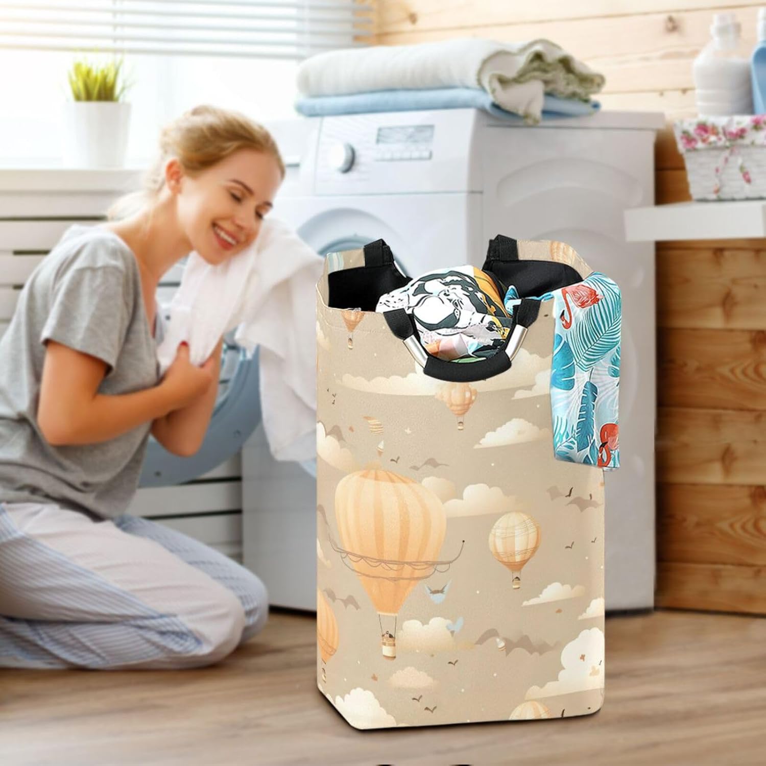 Kigai Collapsible Laundry Basket with Handles Large Waterproof Perfect for Storage
