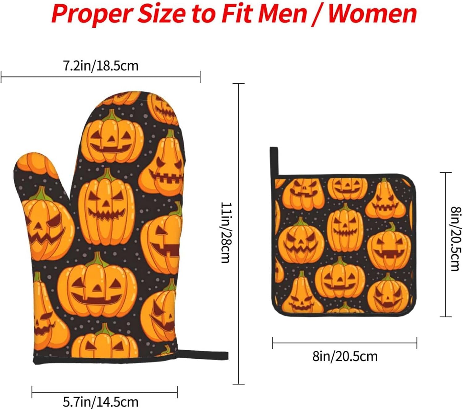 XULLZH Halloween Pumpkin Patterns Oven Mitts Set