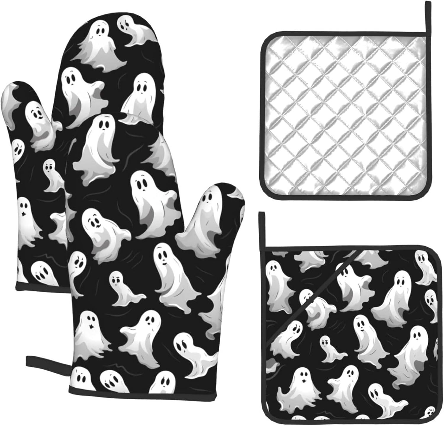 Exclusive Halloween Set 4PCS Heat Resistant Oven Mitts Potholders