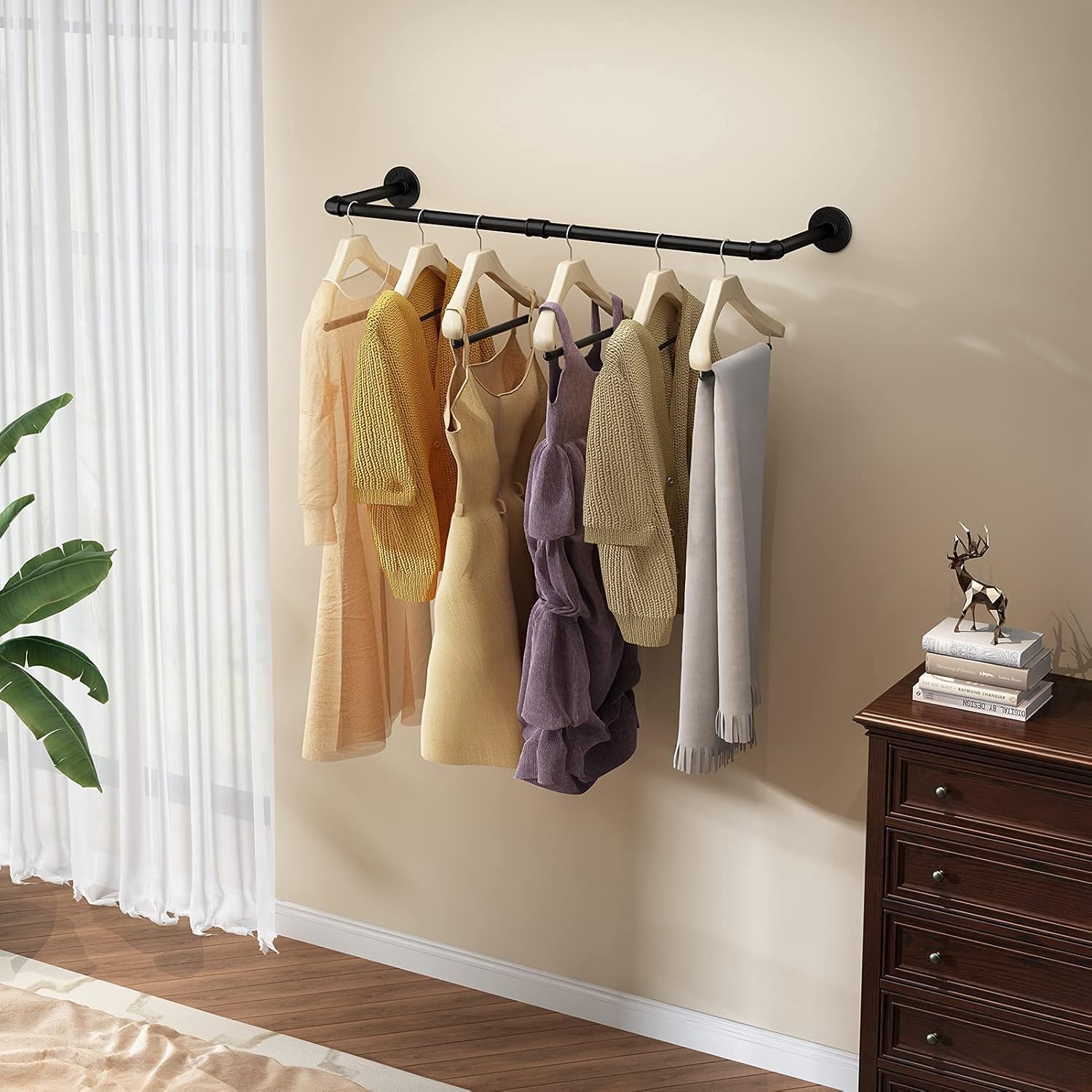 Wall Mounted Clothes Rack Industrial Pipe 384in Heavy Duty
