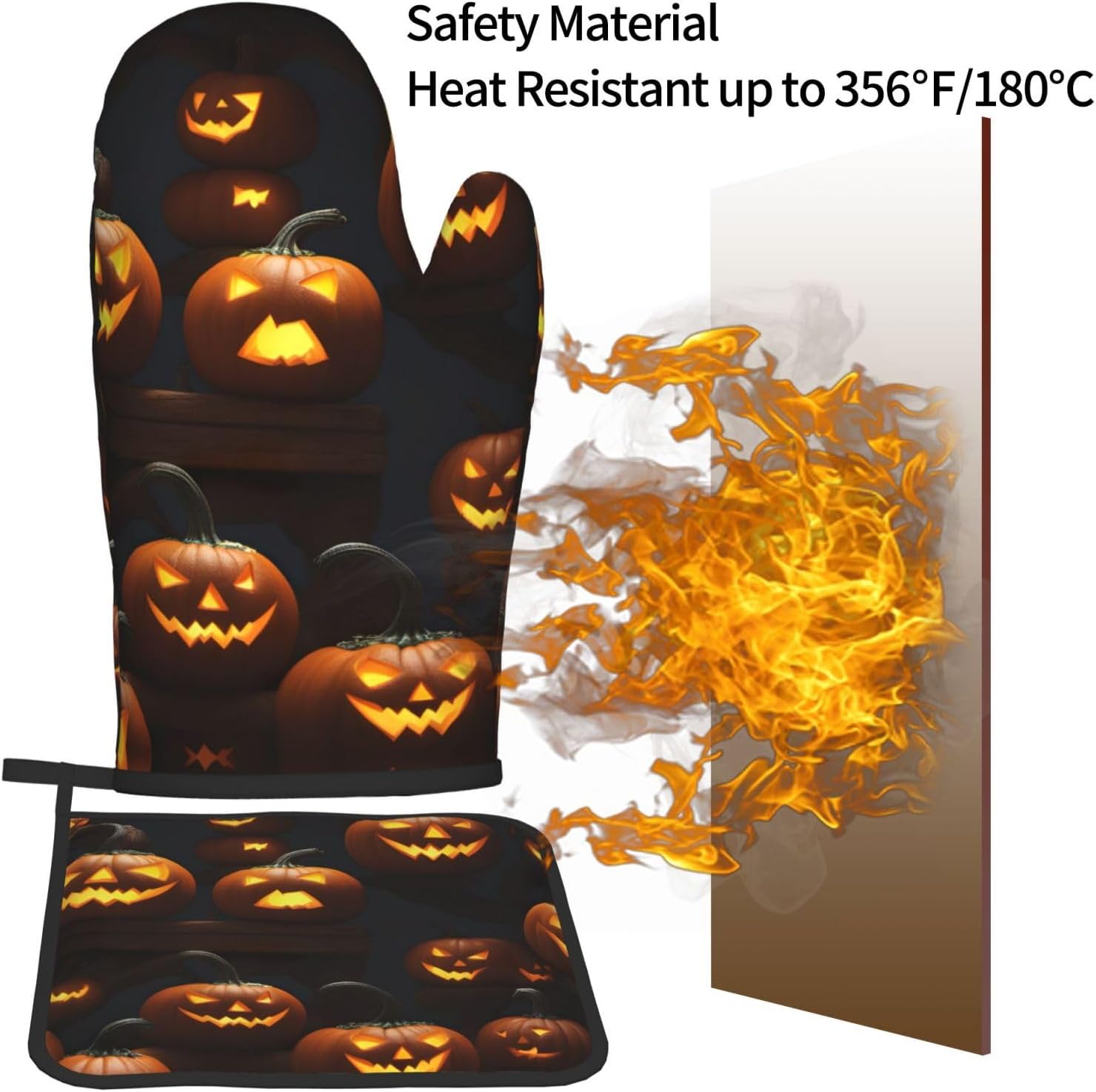 Halloween Pumpkin Oven Mitt Set
