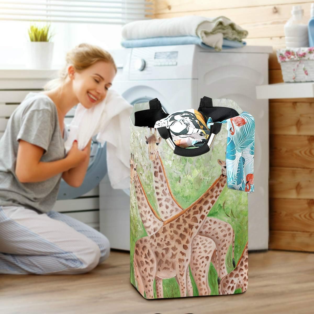 Collapsible Laundry Basket - MOYYO Beautiful Giraffes Design