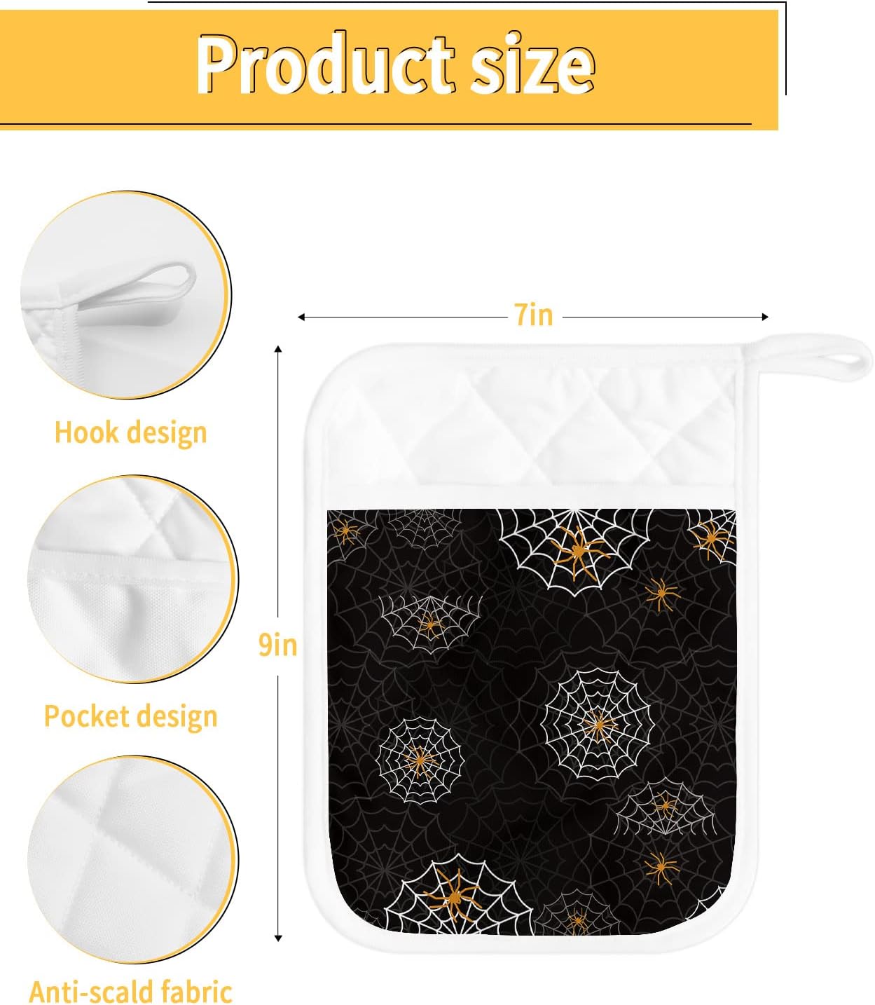 Spooky Halloween 5PCS Pot Holders with Pockets