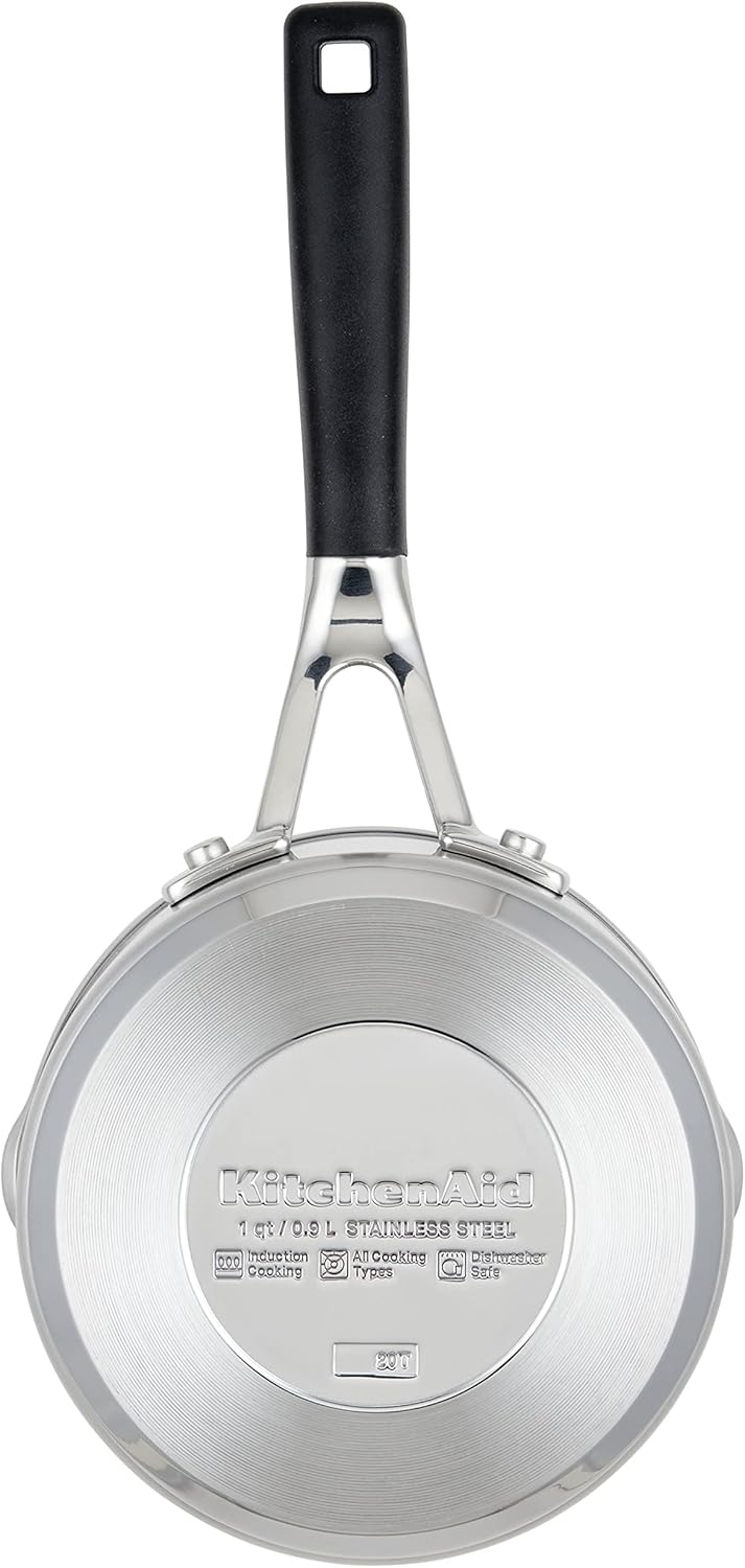 Quick Easyobia1 Quart Stainless Steel Saucepan with Pour Spouts Silicone Grip Handles