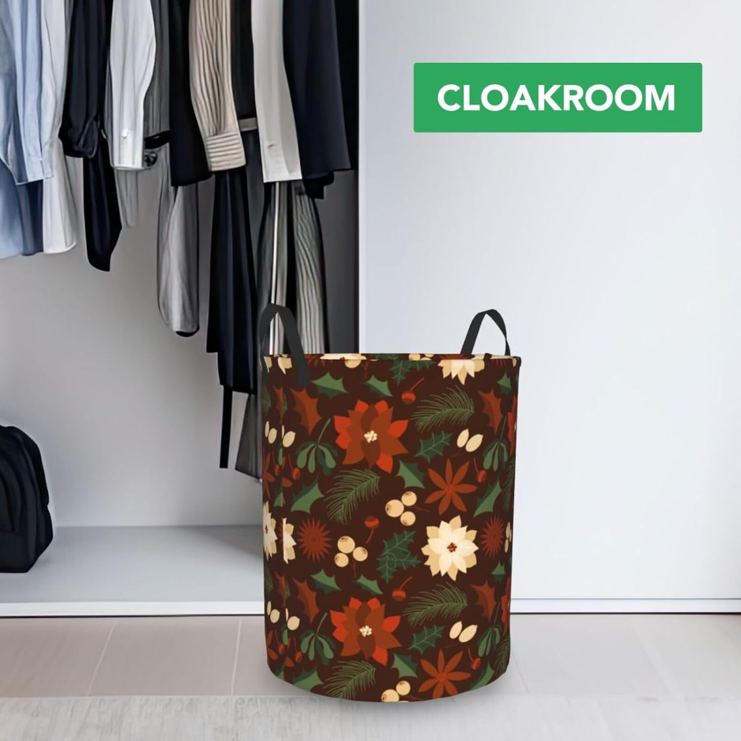 Waterproof Christmas Clothes Hamper with Handles for Laundry Room Bathroom Storage