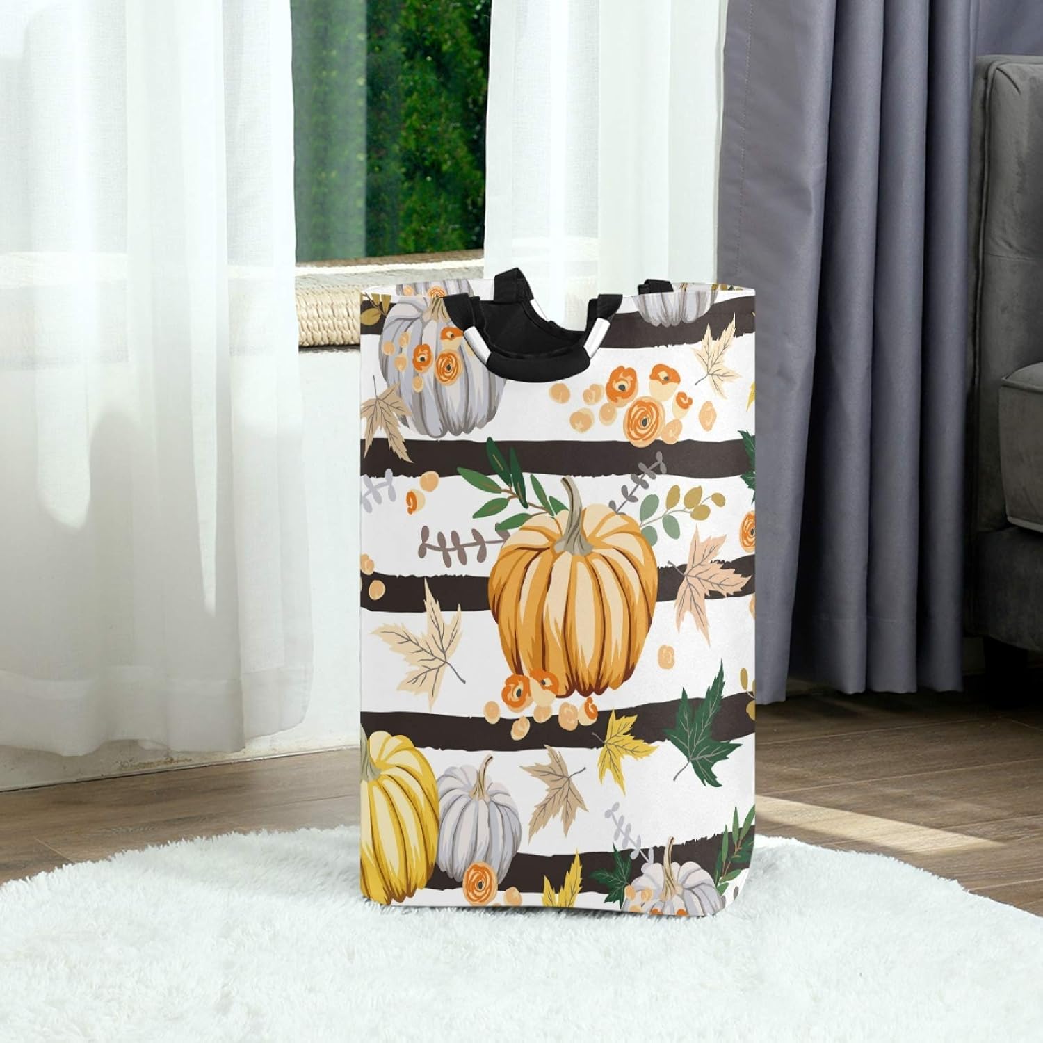 Collapsible Laundry Basket - Fall Orange Pumpkins by Suzukiio