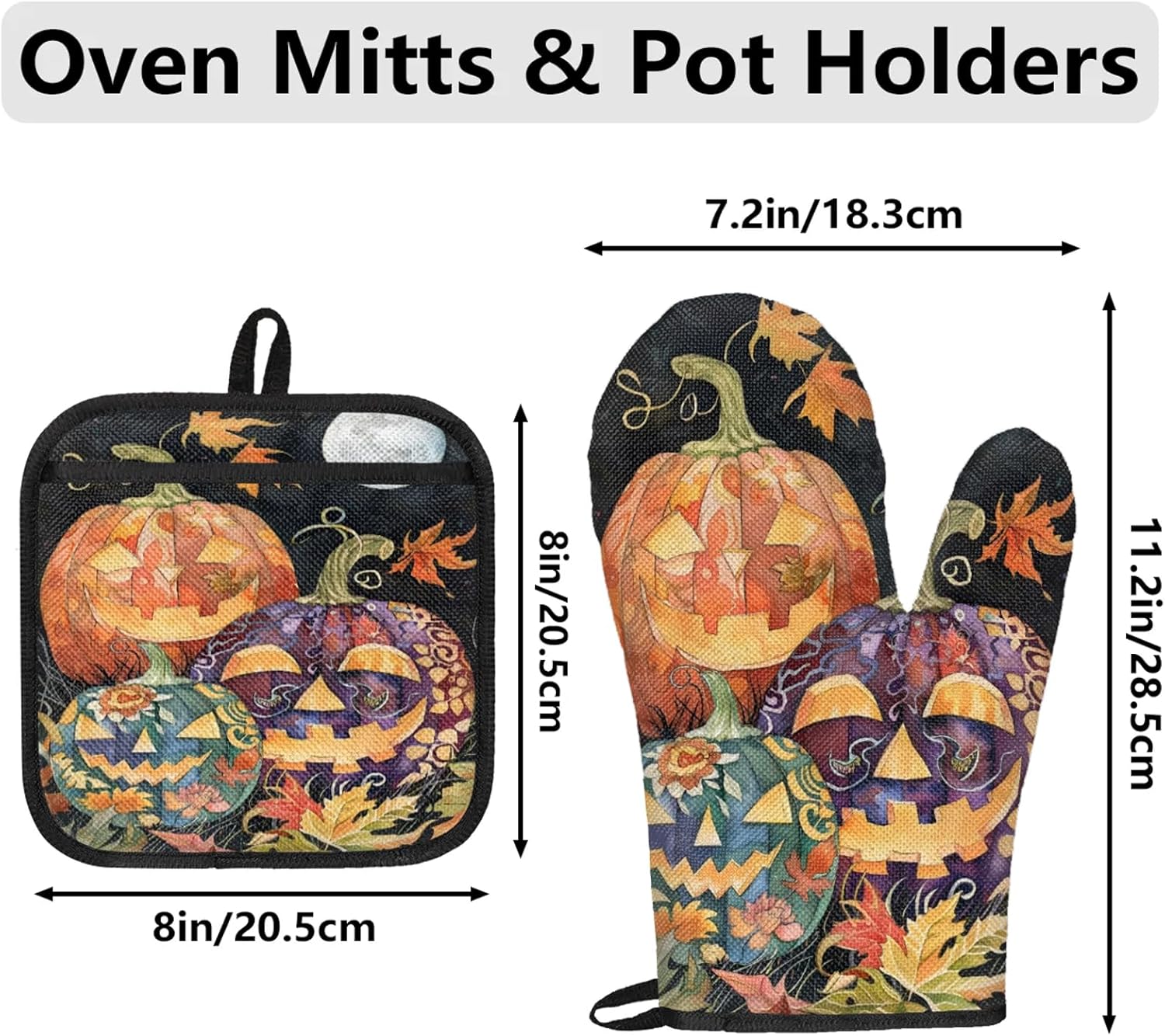 Halloween Unleashed 4-Piece Oven Mitts Potholders