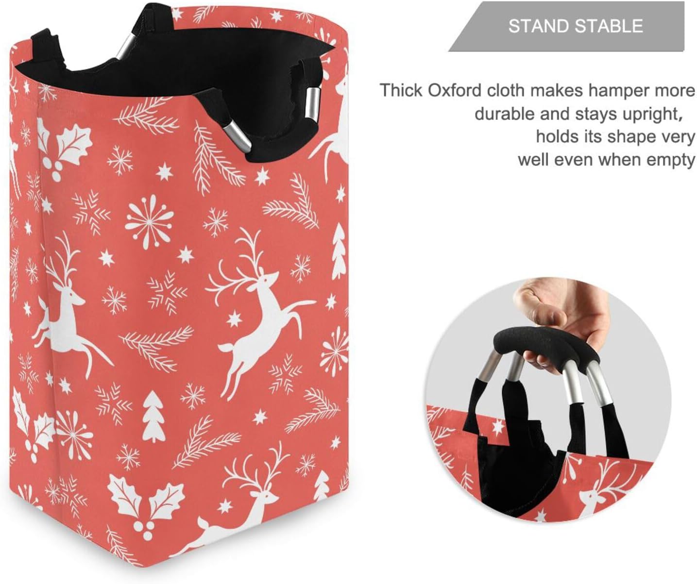 Kigai Christmas Deer Laundry Basket Large Waterproof