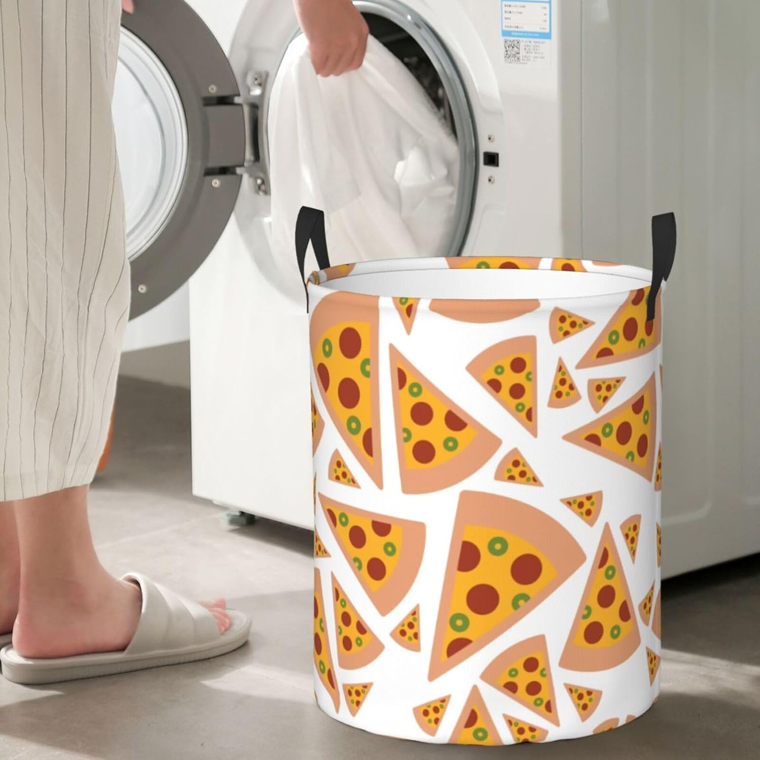 Pizza Laundry Hamper Collapsible Basket with Handles