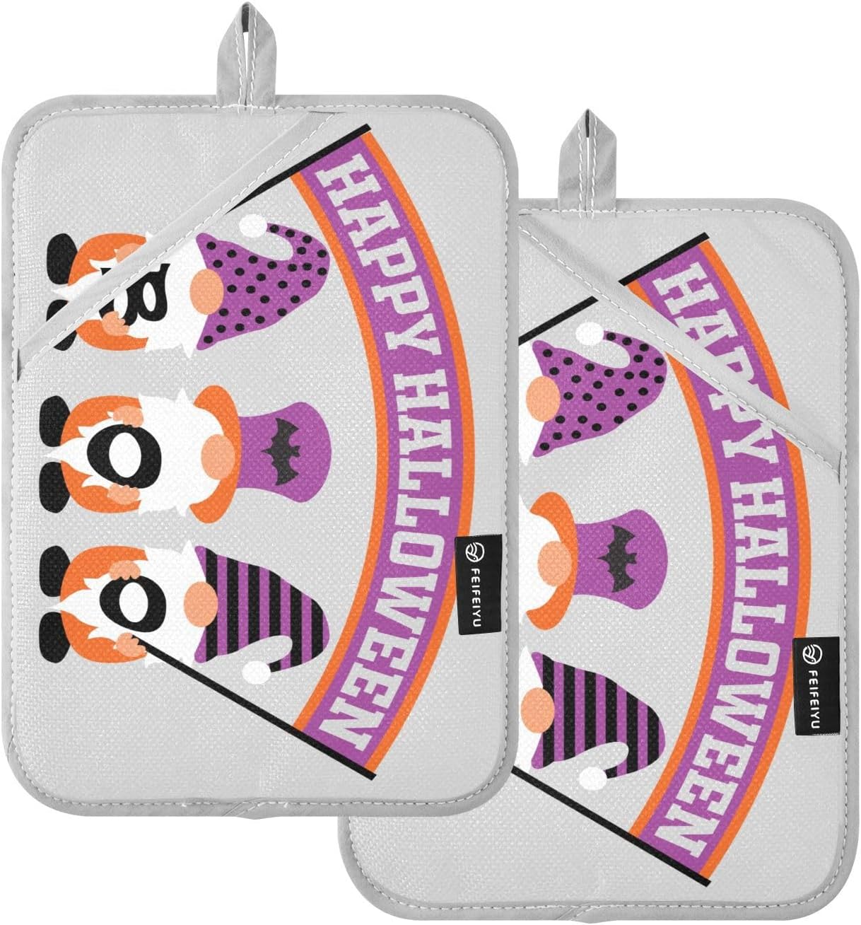 2PK Halloween Boo Gnomes Non-Slip Potholders with Pockets