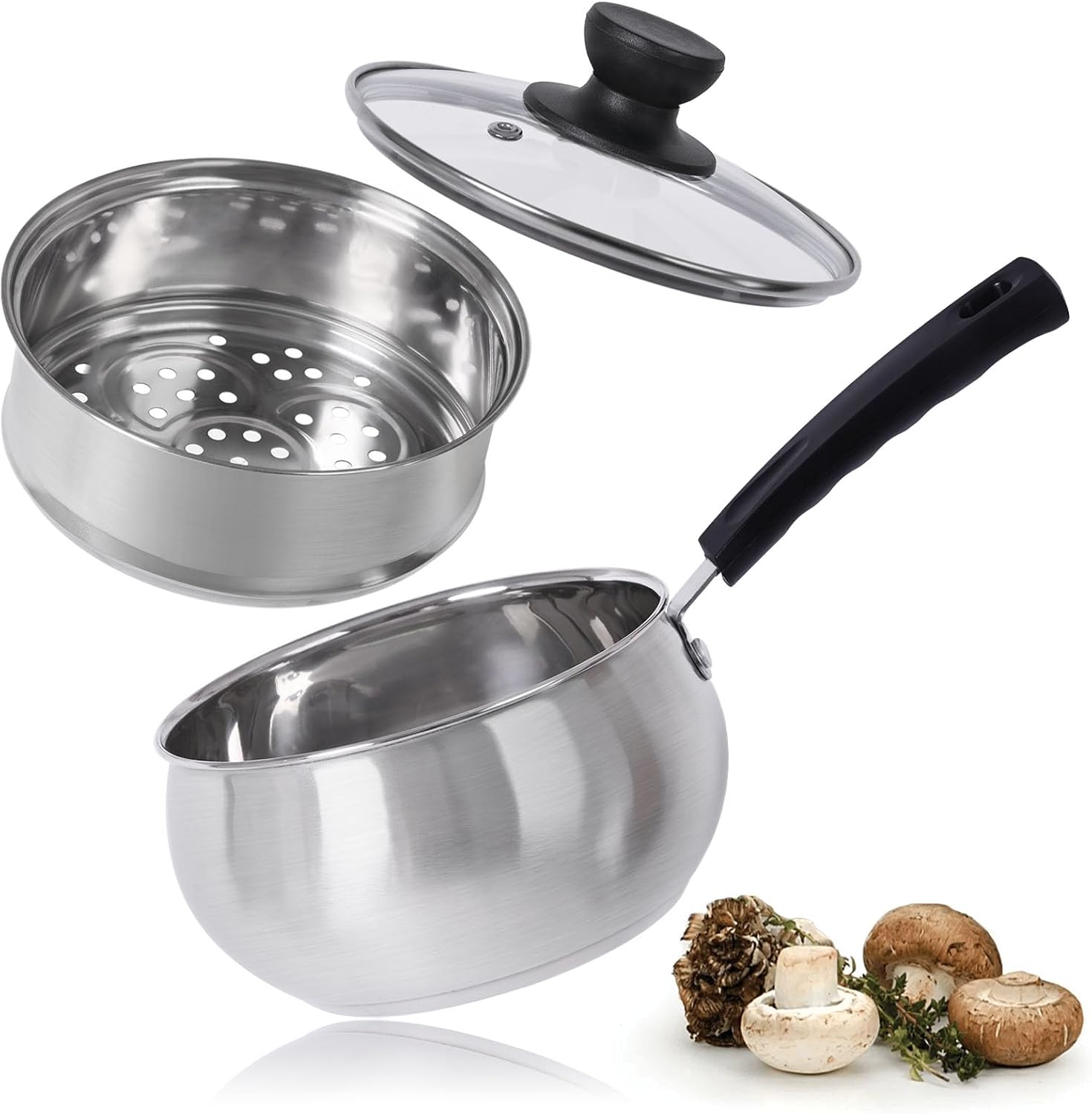 15QT Stainless Steel Saucepan with Steamer