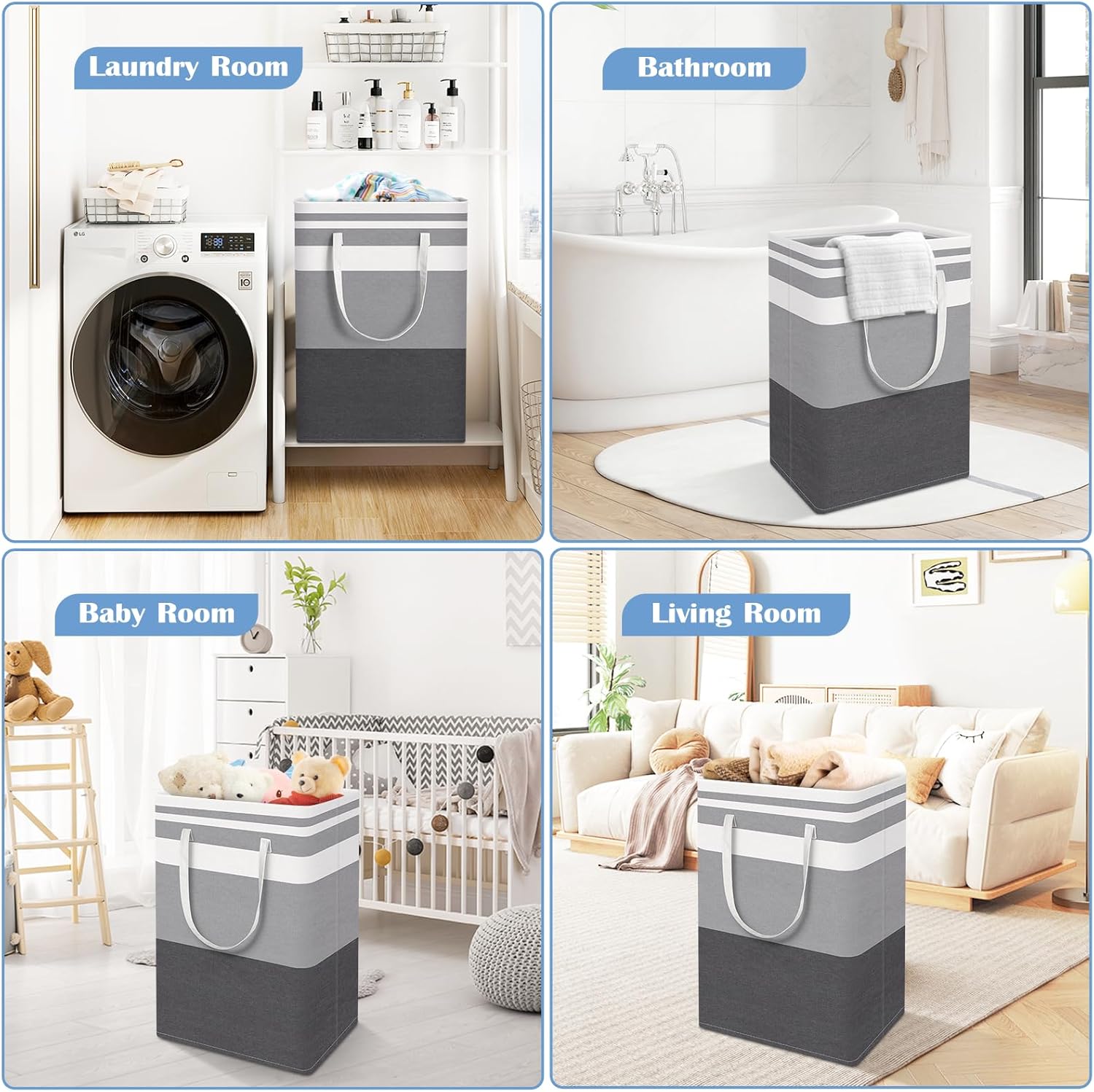 BlissTotes 3-Pack Freestanding Laundry Basket