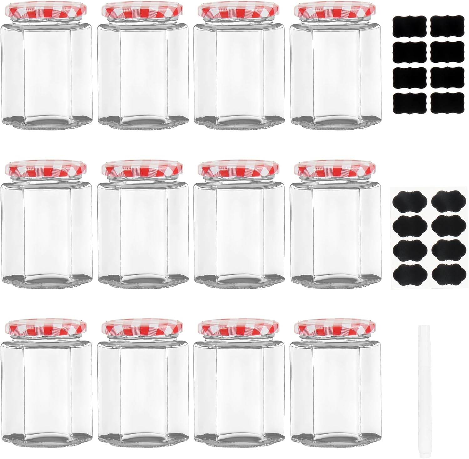 Glass Jam Jars with Screw Top Lids 280ml 12 Pack