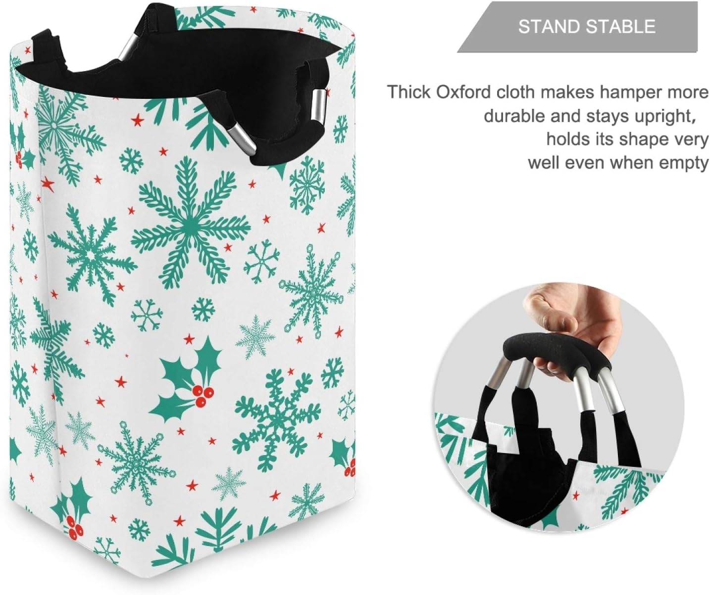 Luxury Winter Christmas Snowflakes Laundry Hamper