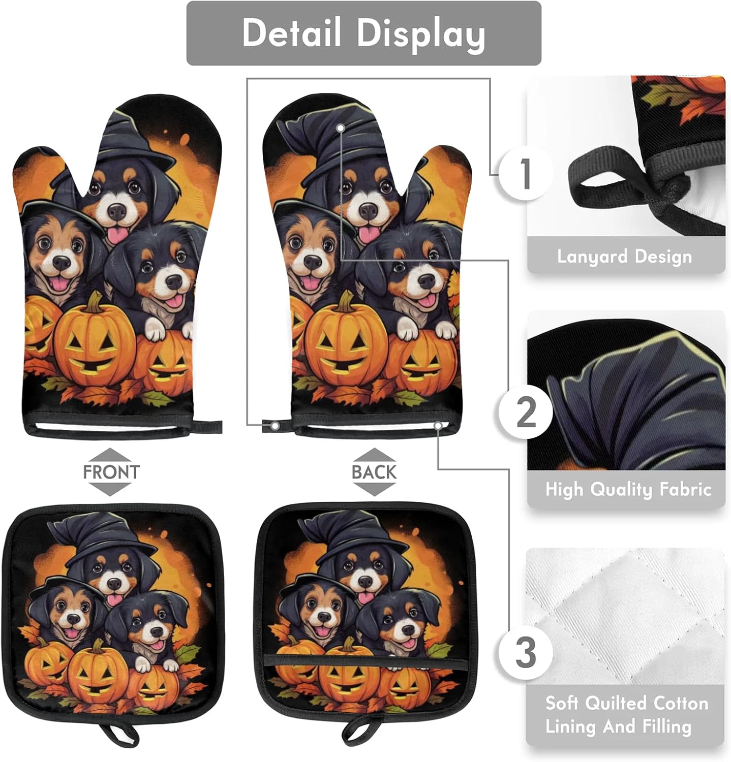Halloween Pumpkins Oven Mitts Set of 2 for Dogs