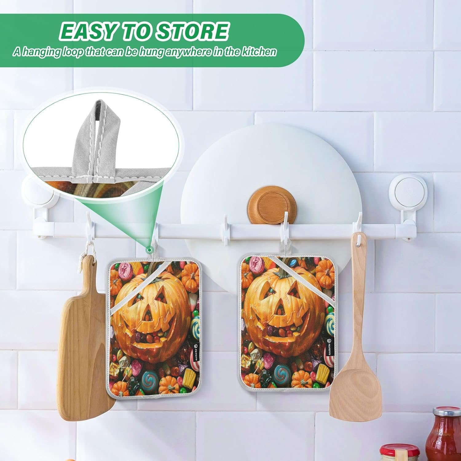 Halloween pumpkin pot holders 2-piece set