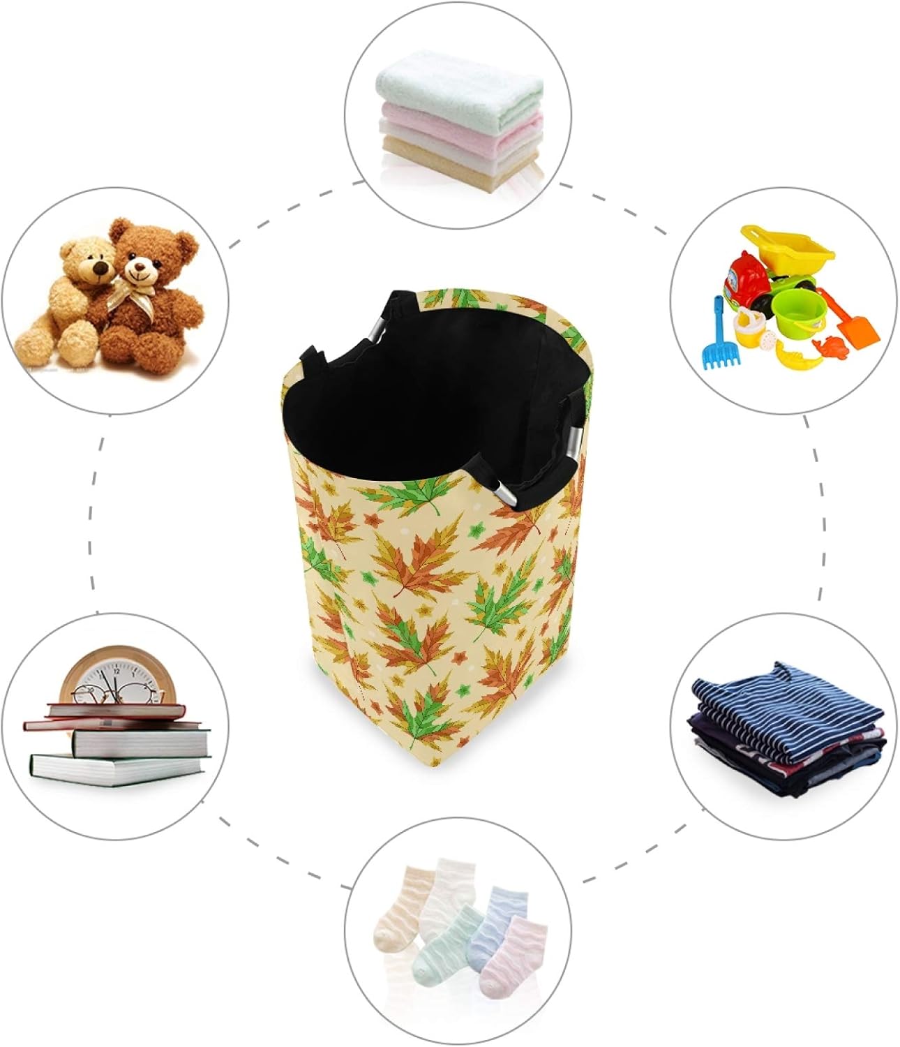 Warm foldable Autumn Leaves Laundry Basket for Home Kitchen Storage