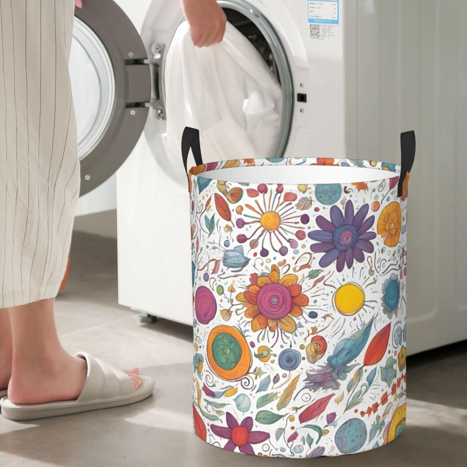 Colorful Feather Pattern Oxford Cloth Laundry Basket