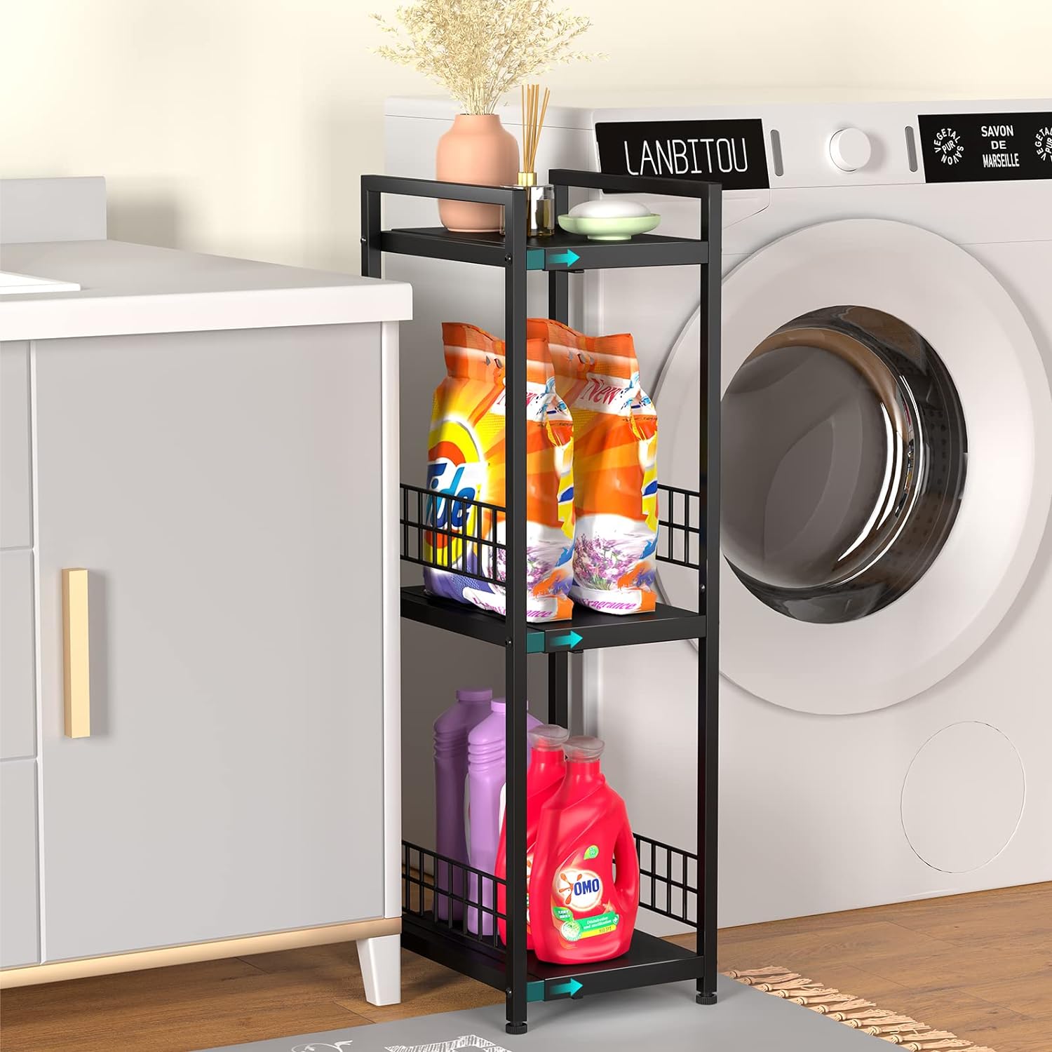 3-Tier Expandable Metal Shelf Free-Standing Bathroom Organizer