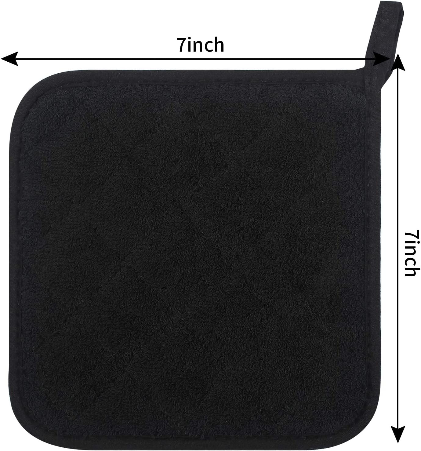 5 Black Cotton Potholders Heat Resistant