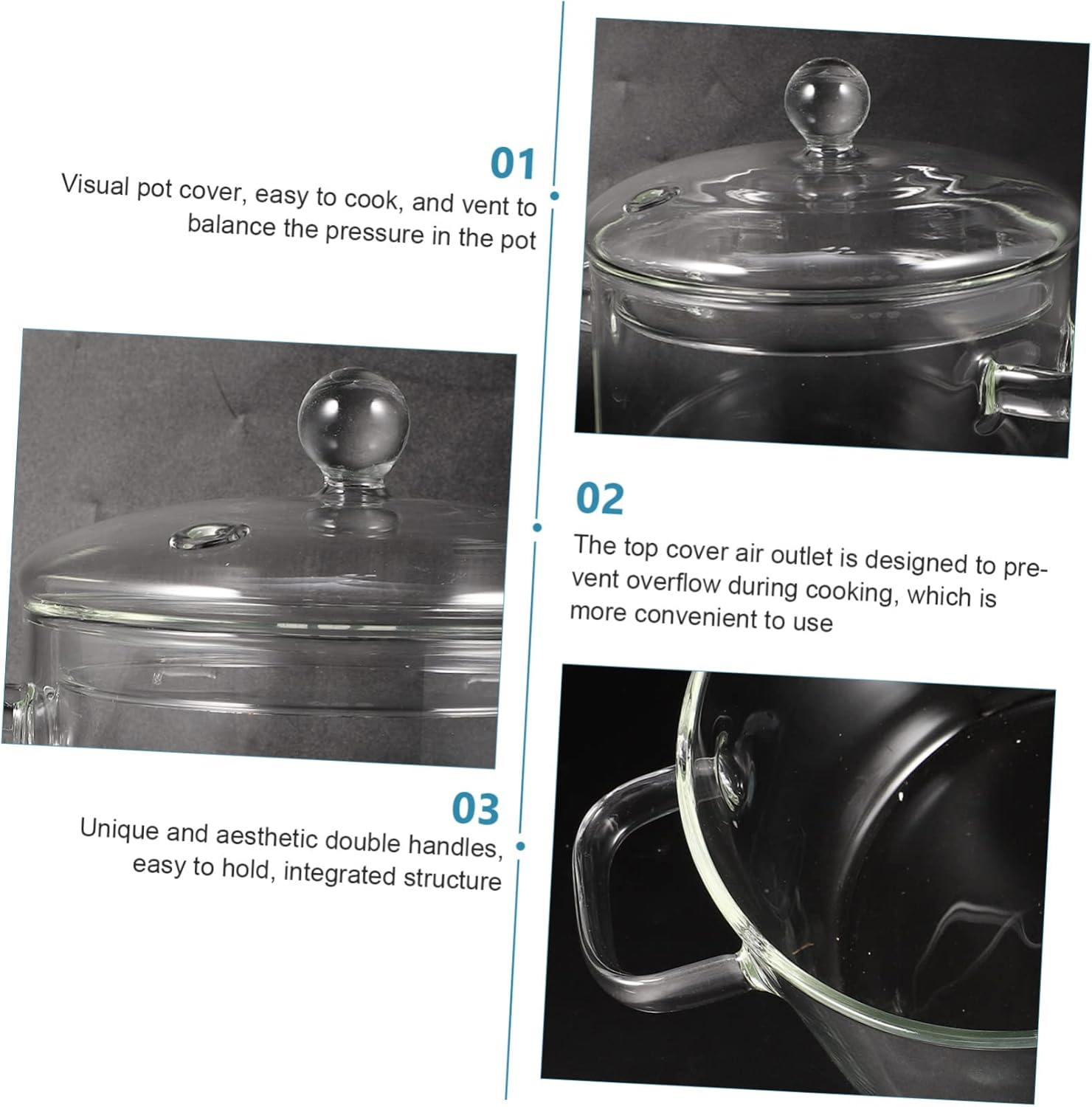 High Borosilicate Glass Stockpot with Double Handles and Lid