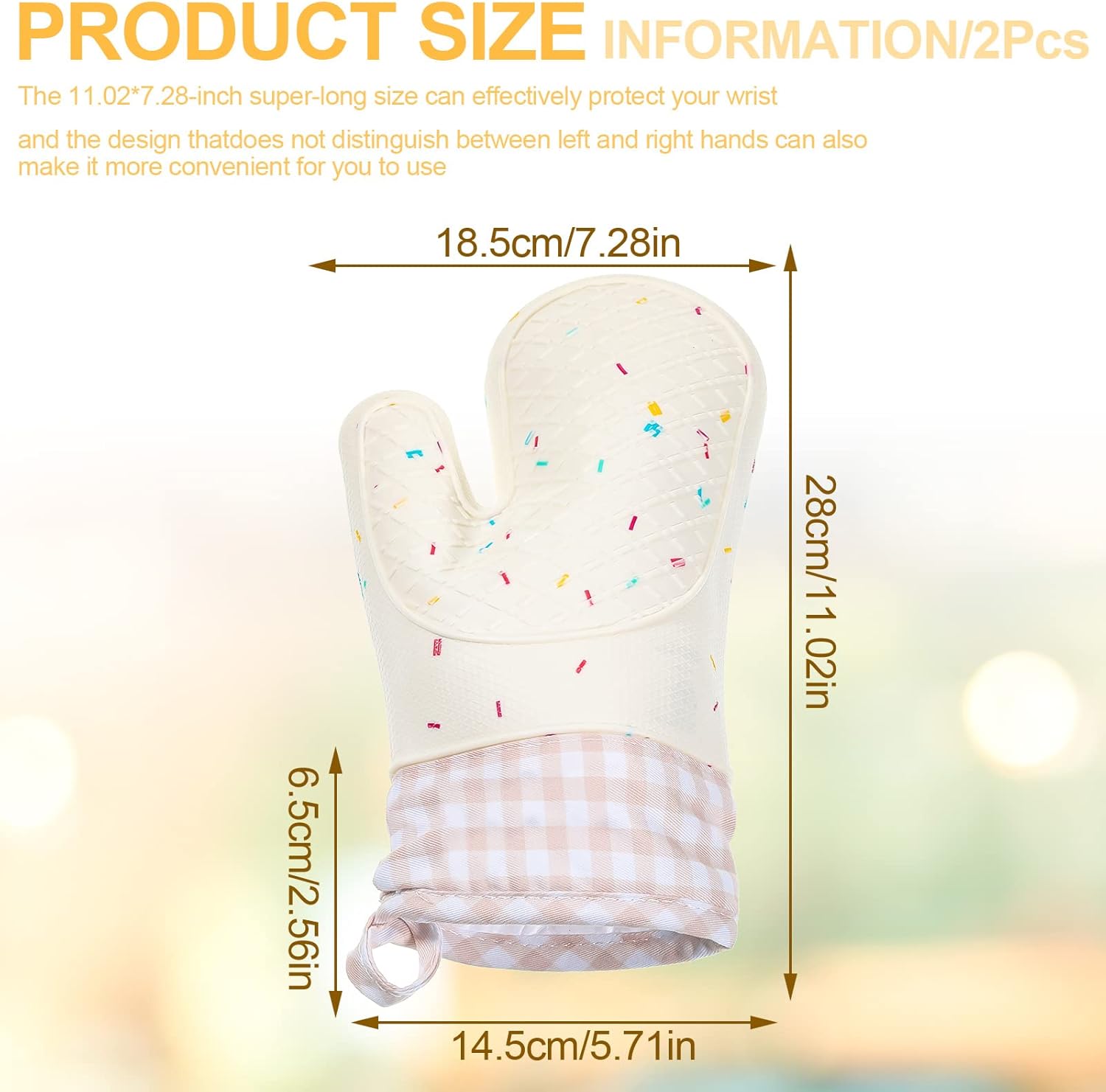 Set of 2 Silicone Oven Mitts Heat Resistant 500F