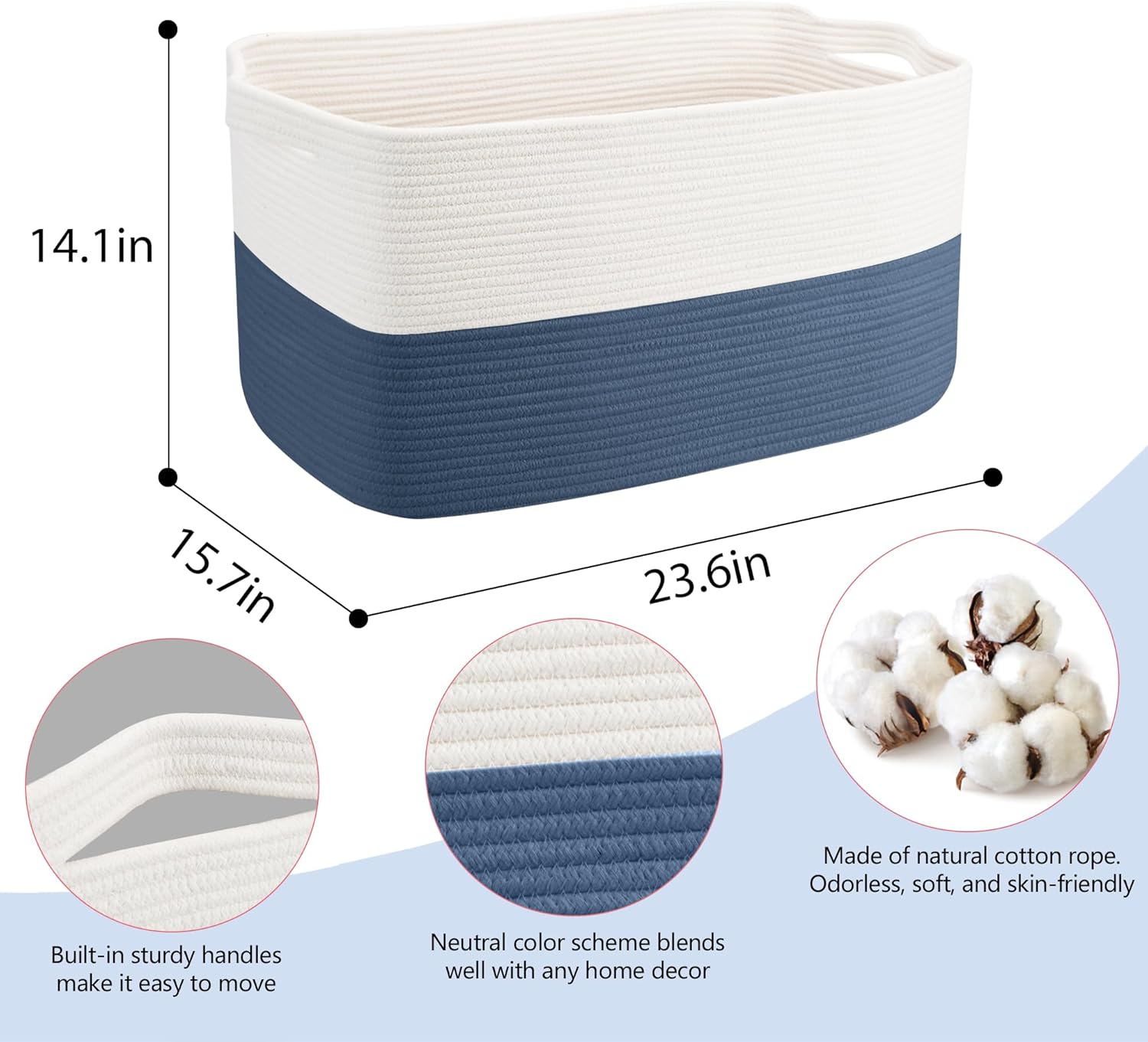 Extra Large Rectangular Wicker Storage Basket