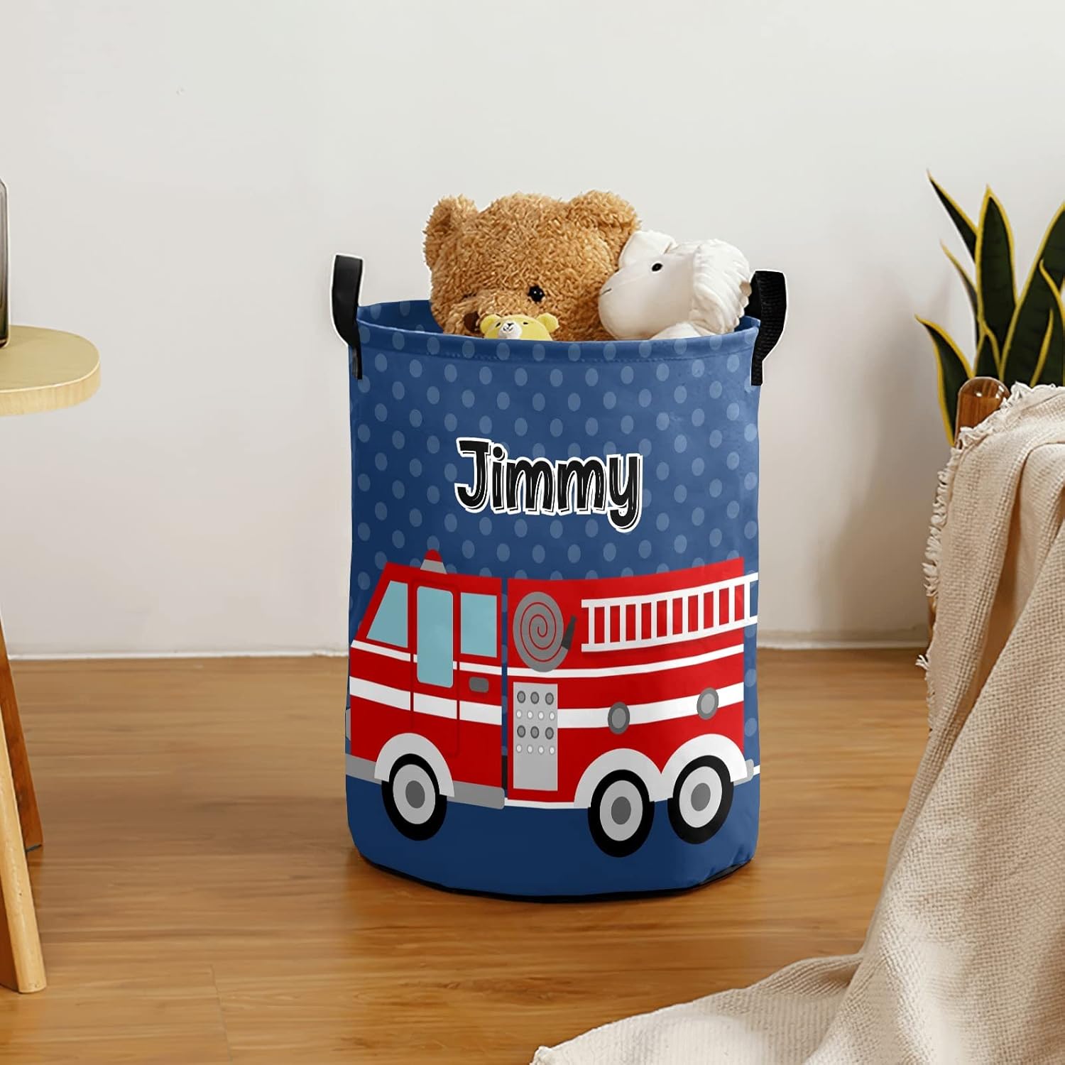 Personalized Fire Truck Laundry Hamper