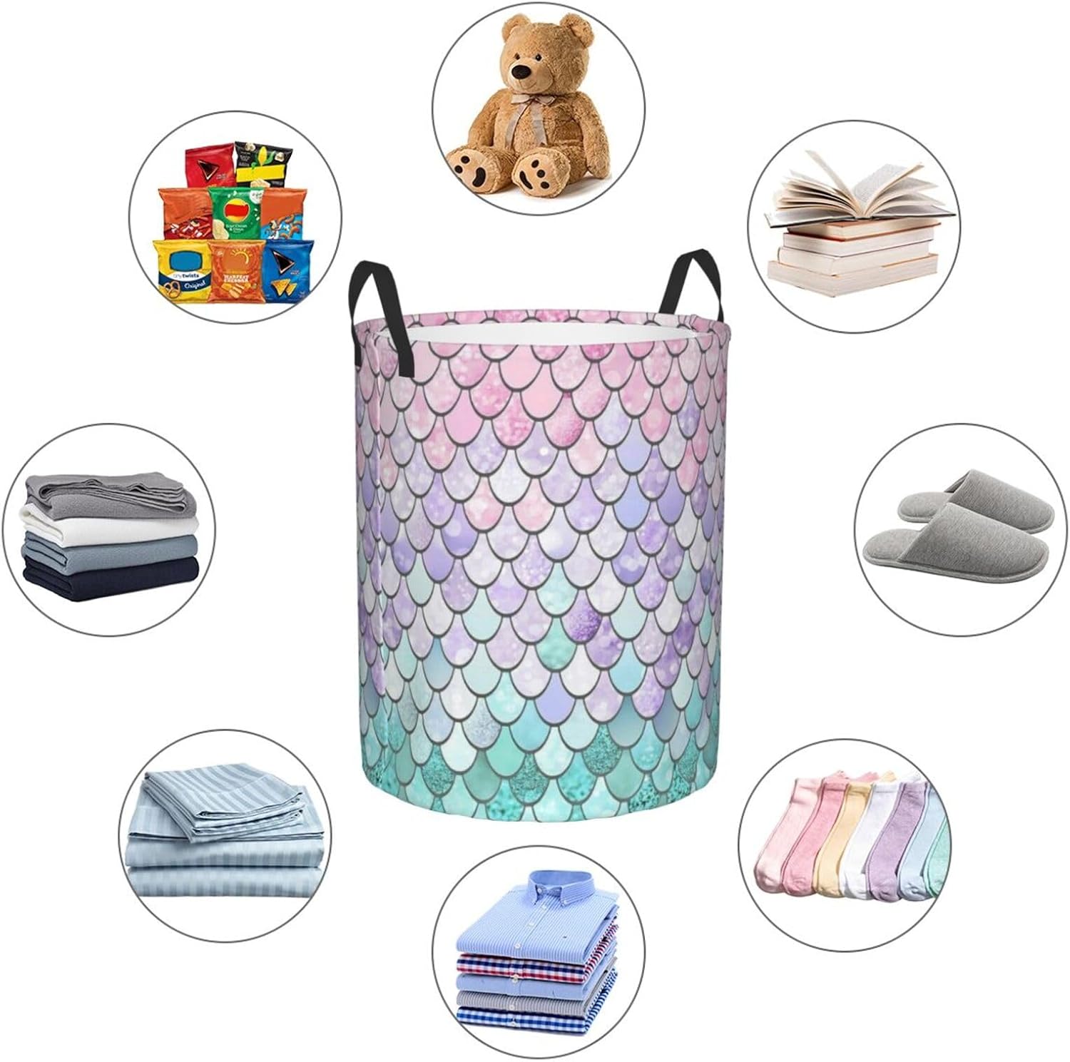 Mermaid Fish Scales Waterproof Laundry Hamper