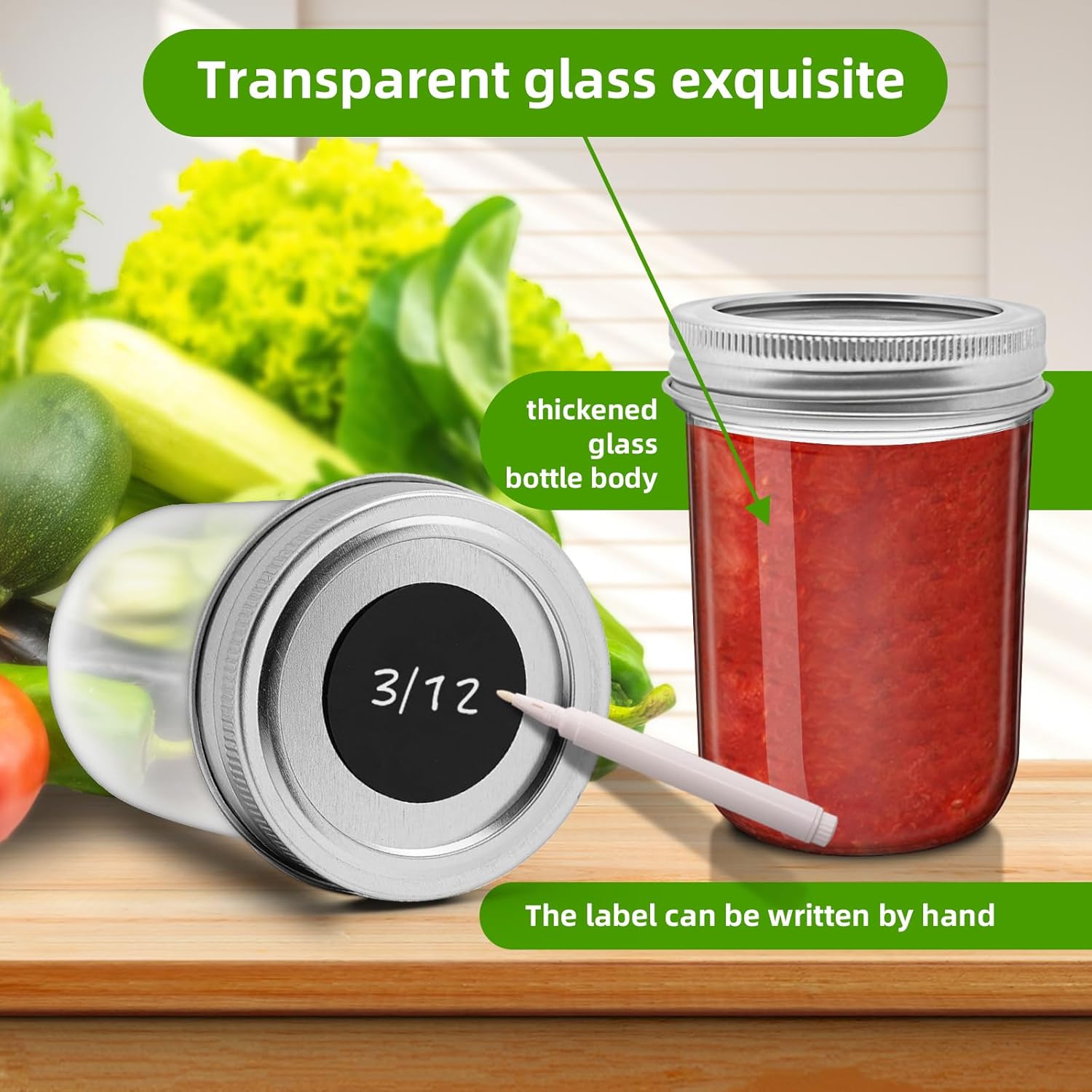 6-piece Mason Jars for Preserving Kitchen Decor