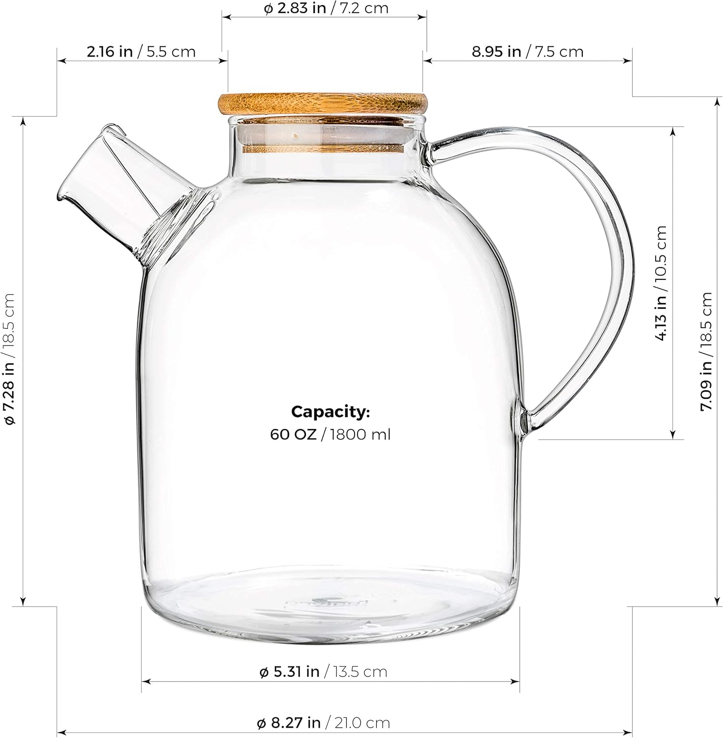 Tealyra - Stove-Top Safe 60oz - Borosilicate Glass Pitcher
