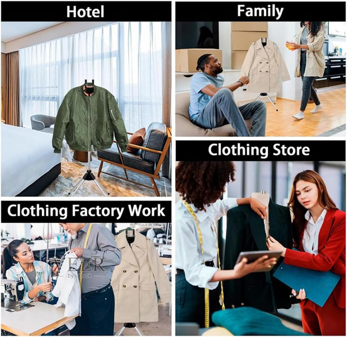 Iron Steam Stand - Foldable Adjustable Garment Hanger