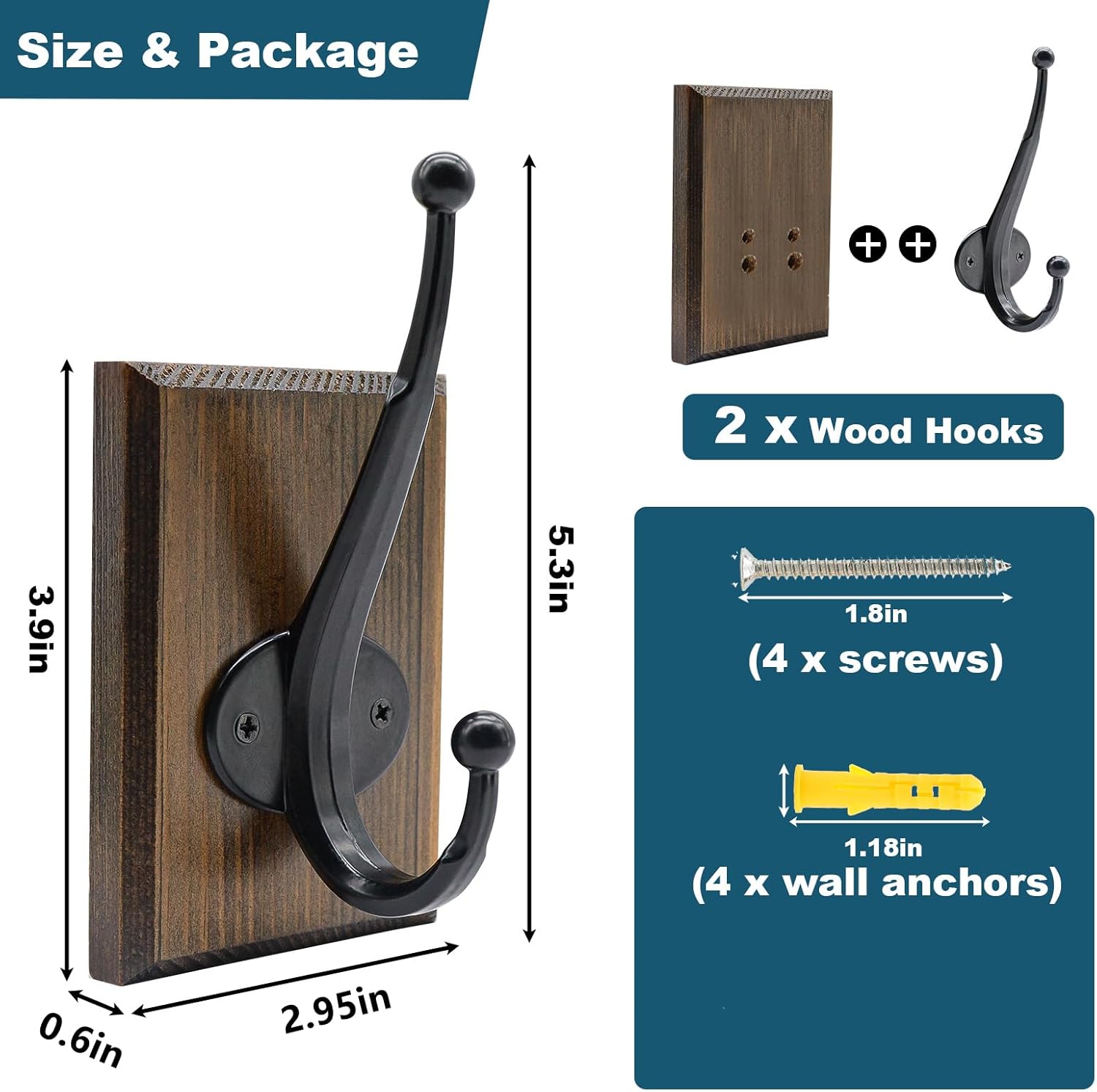 Rustic Farmhouse Towel Hooks 2 Pack