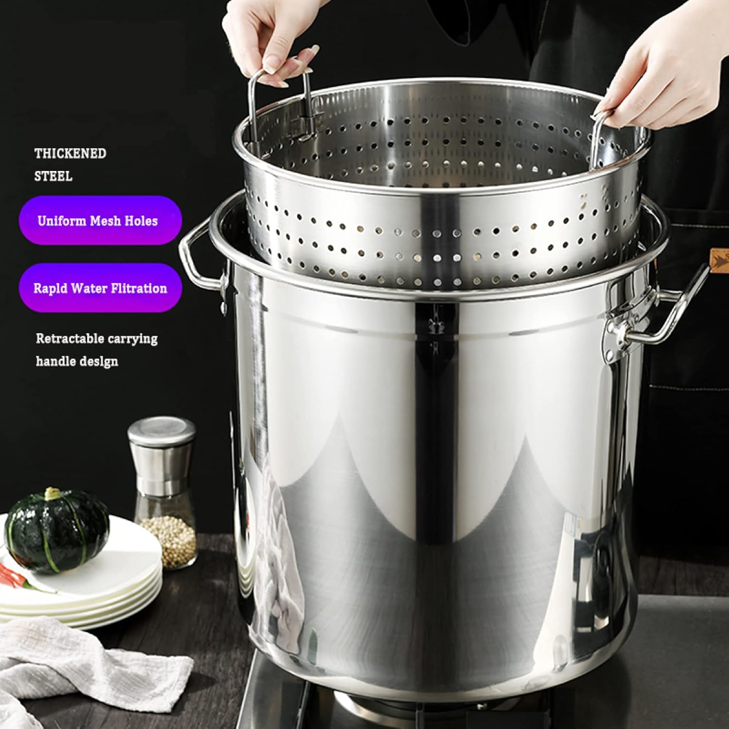 Ergonomic Stainless Steel Stock Pot