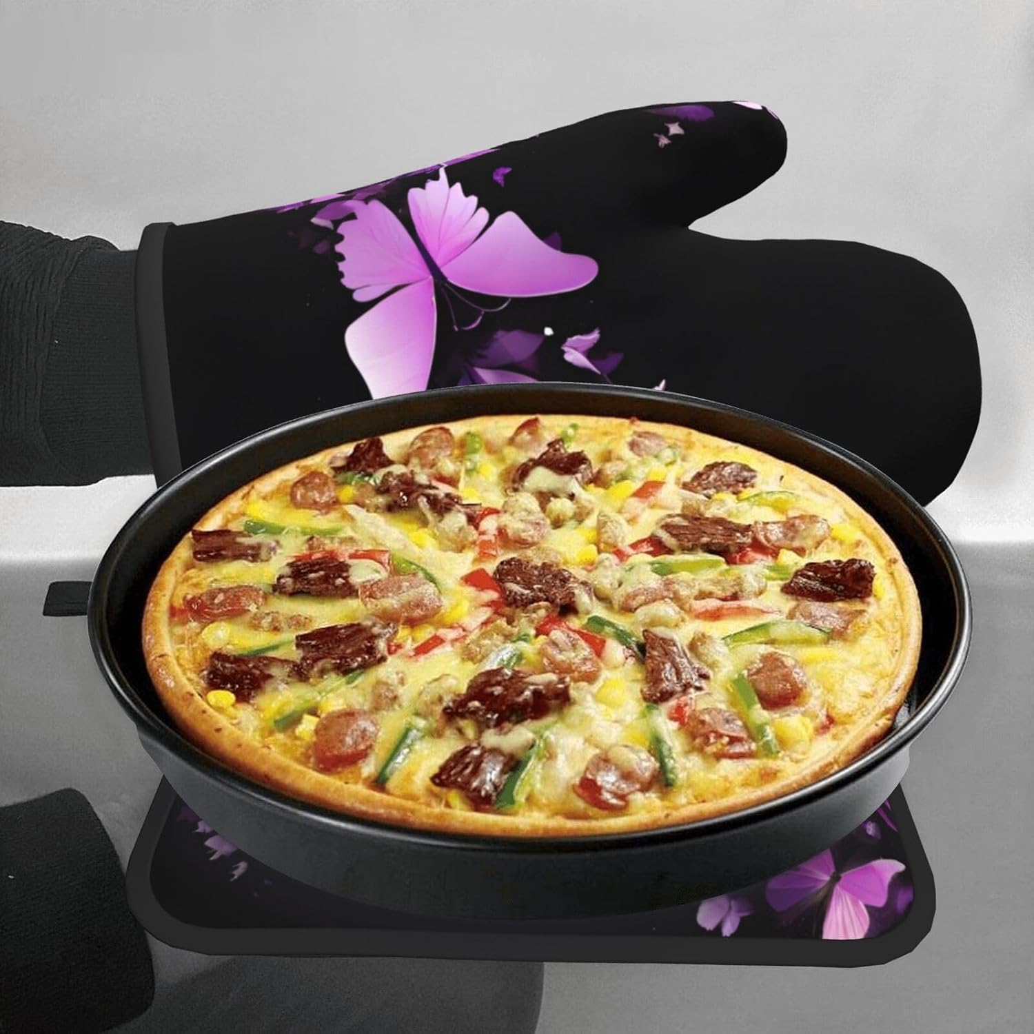 Unique printed Design Oven Mitt Pot Holder Set ThermalProof Durable by Quopvn