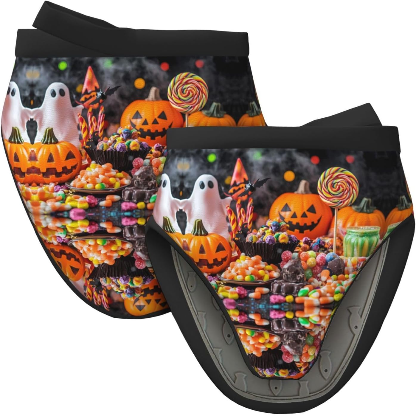 Halloween Mini Oven Mitts - Heat-Resistant Pumpkin Shape Kitchen Gloves