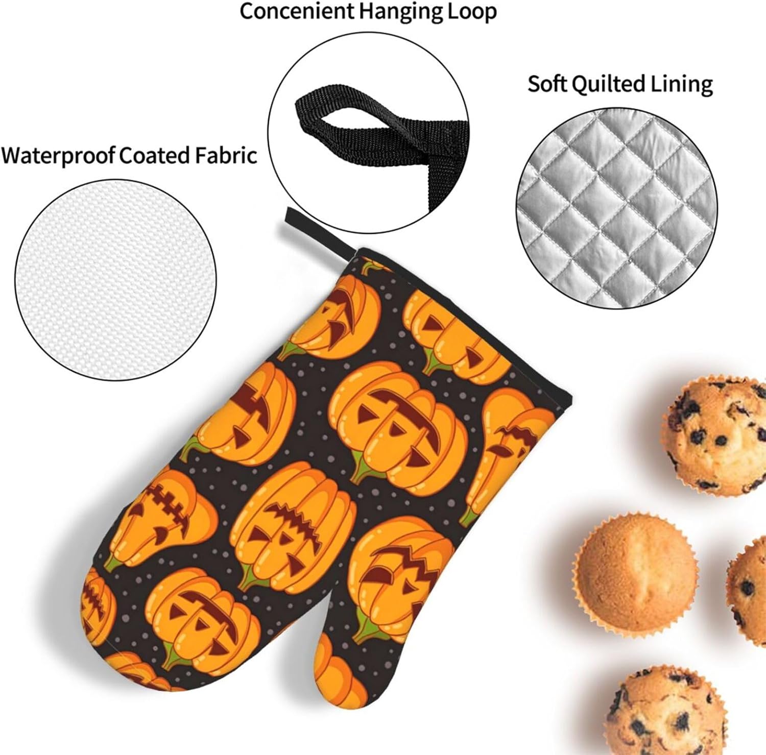 XULLZH Halloween Pumpkin Patterns Oven Mitts Set