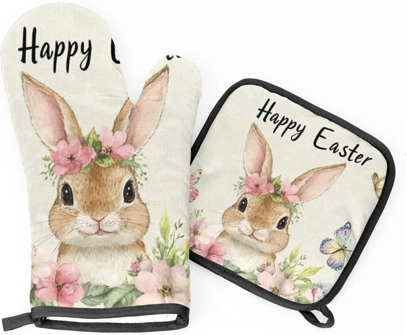 Easter Butterfly Oven Mitts and Pot Holders Set of 2 1