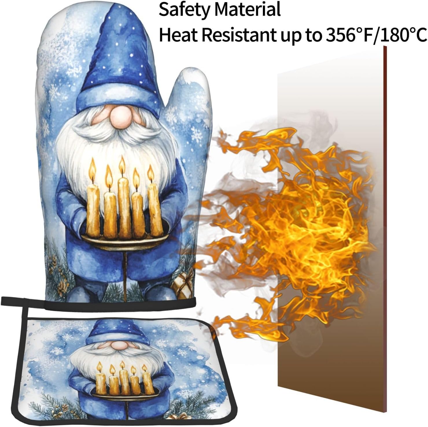Hanukkah Gnome Oven Mitts Pot Holders