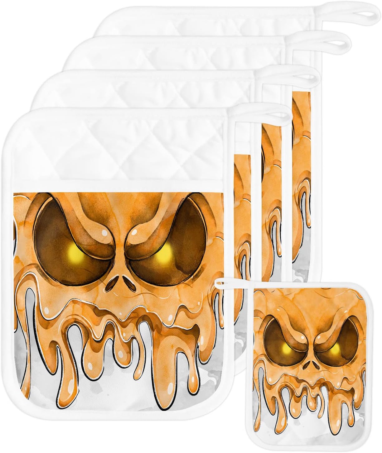 Halloween SkullDV Devil Pot Holder Set 5pcs Heat-Resistant Kitchen Pots Set Trivets