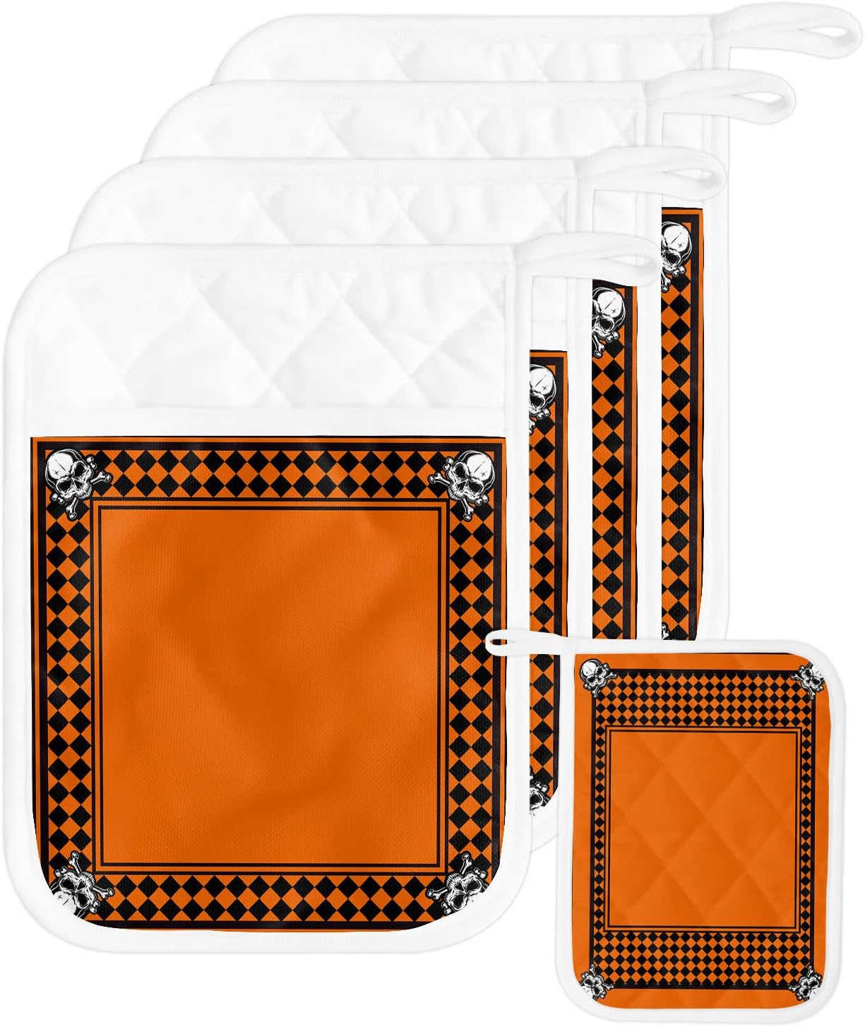 Trick or Treat Halloween Buffalo Plaid Potholders Set