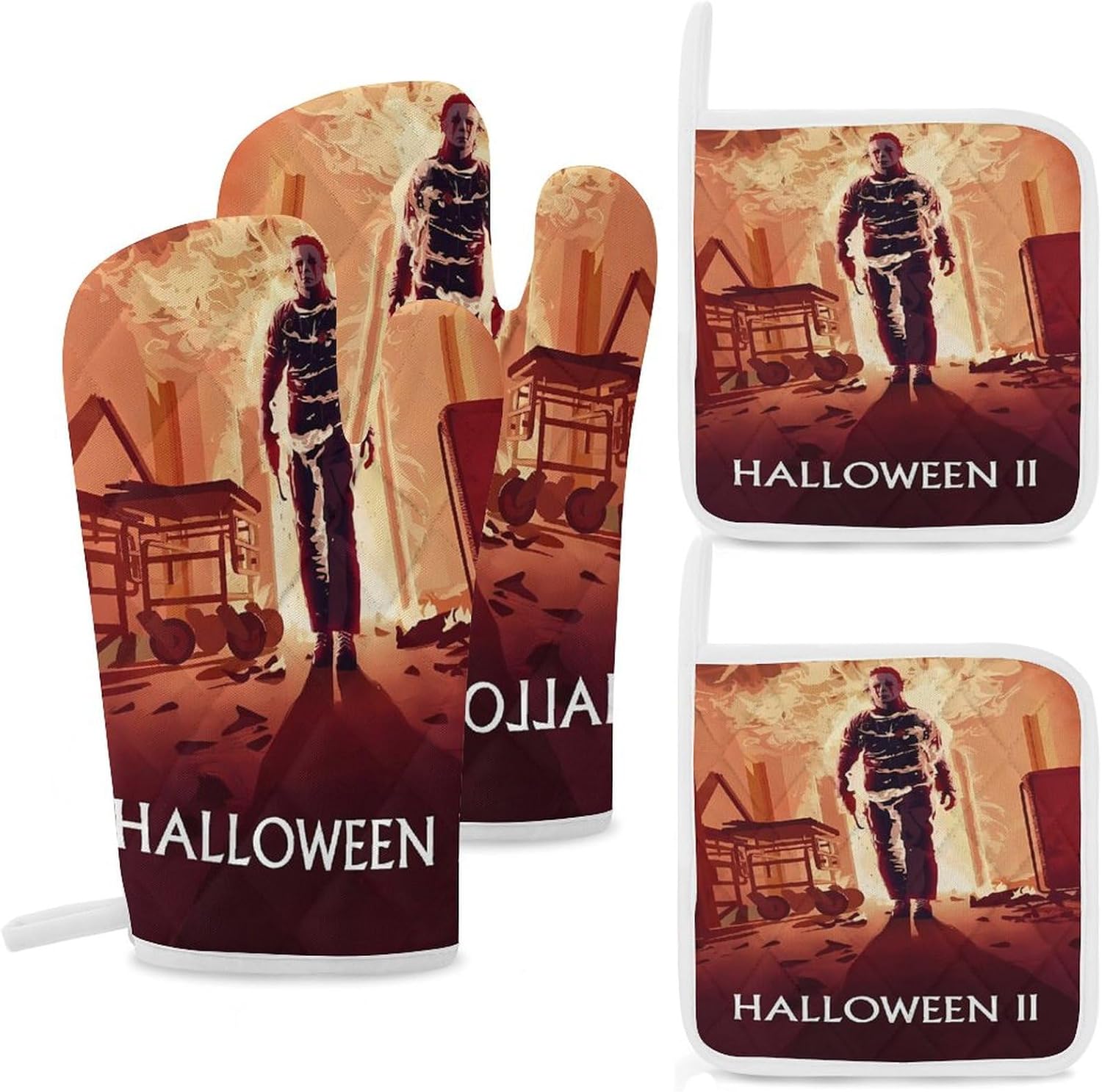 Oven Mitts and Pot Holders Set for Halloween