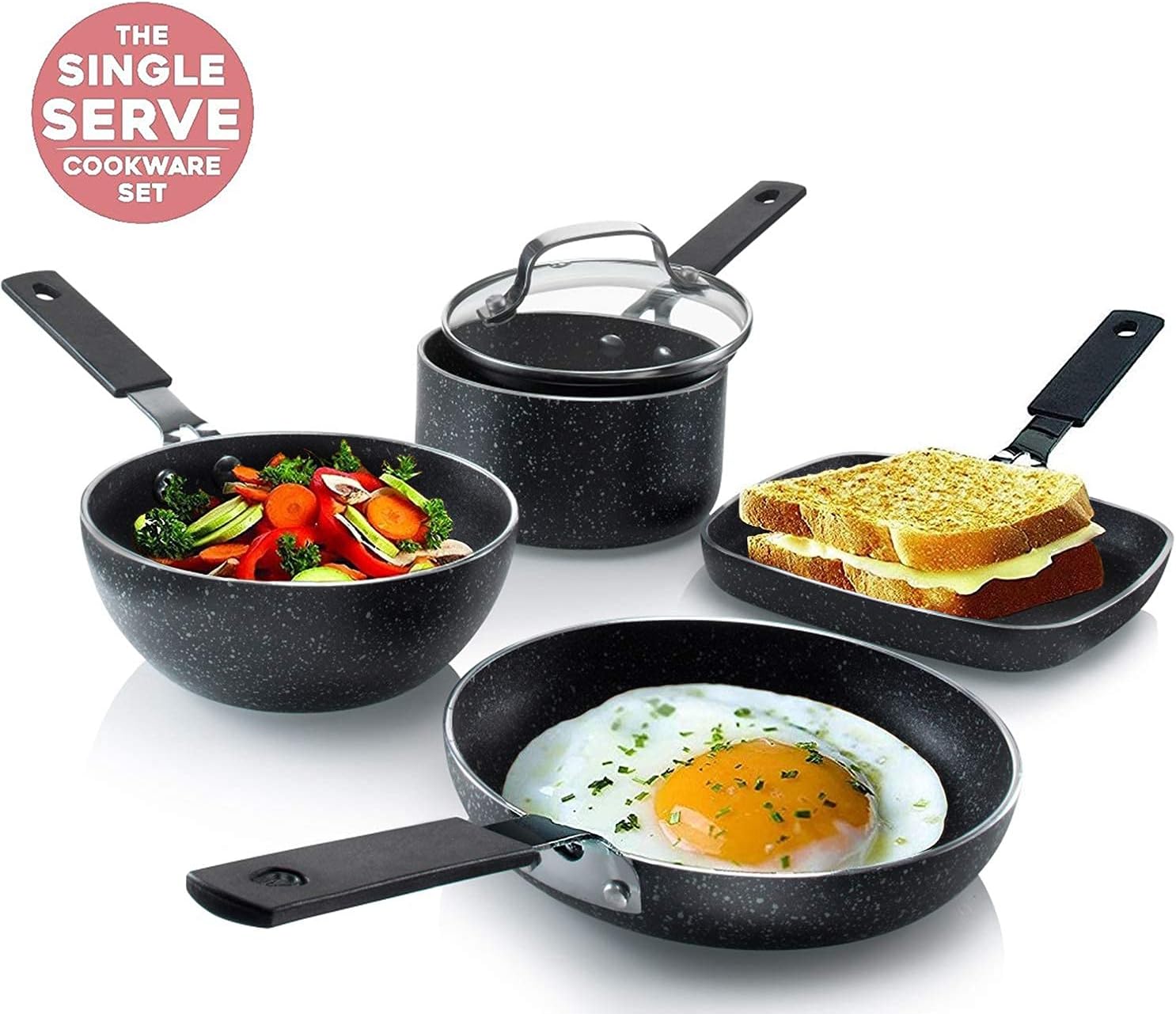 Granitestone 5-Piece Stackable Cookware Set Dishwasher Safe Nonstick Scratch-Resistant PFOA-Free