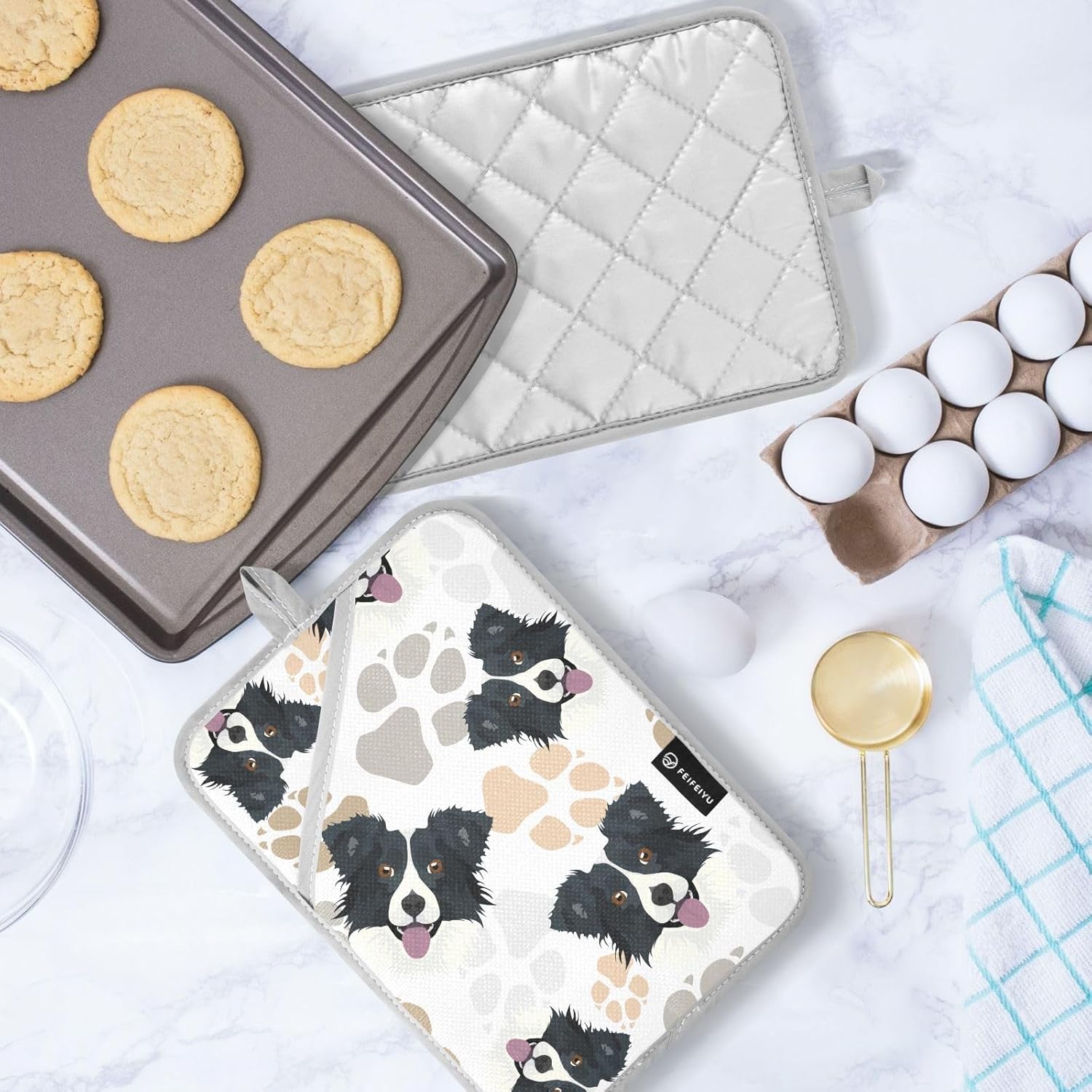 Double Potholder Set Heat-Resistant Oven Mitts