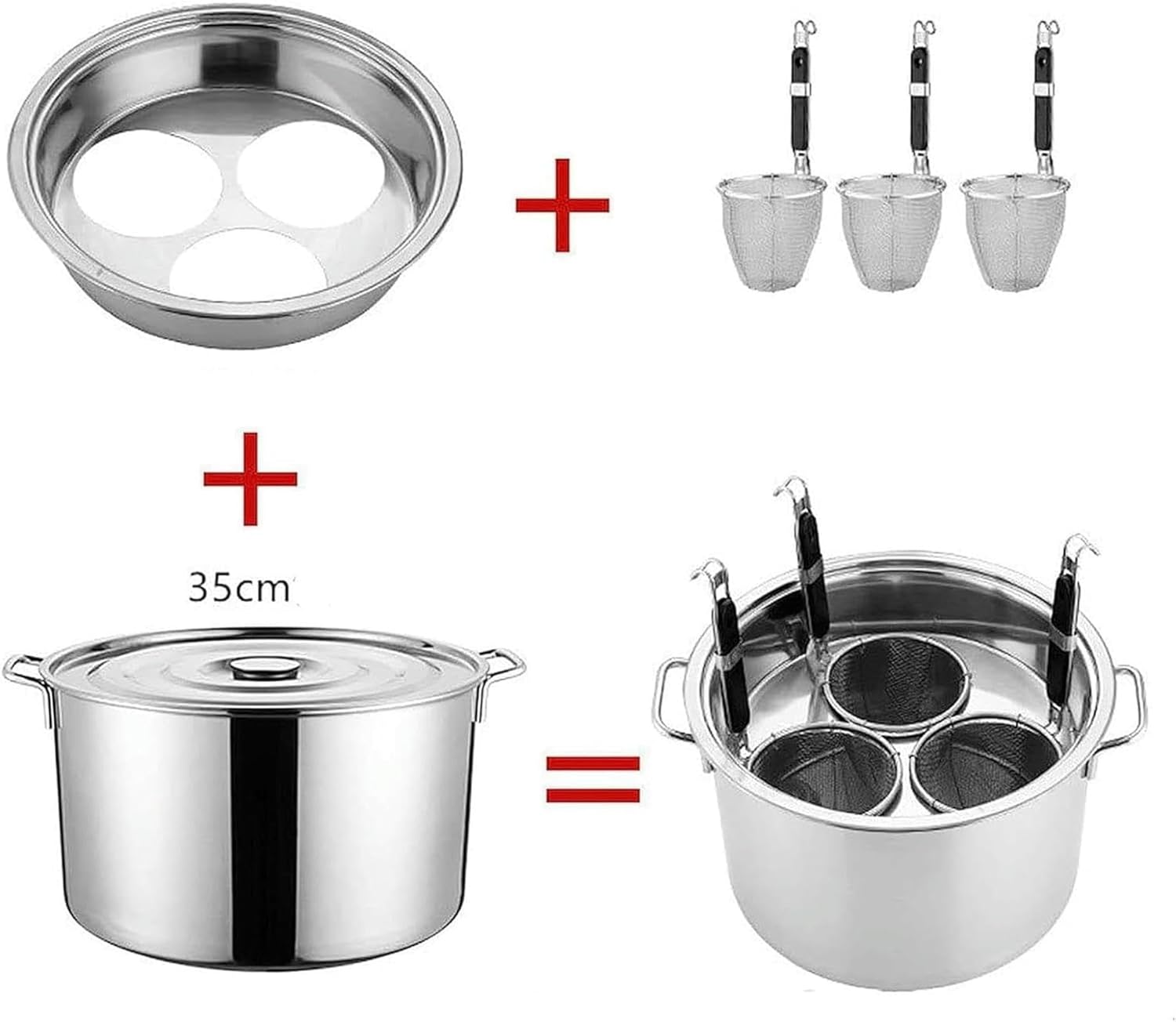 Stainless Steel Stockpot with Colander Induction Compatible
