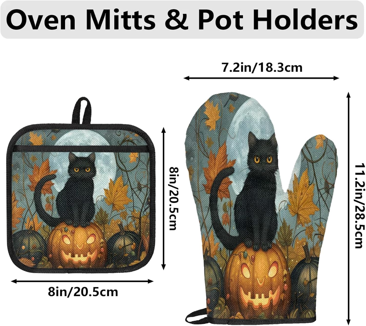 Halloween Treats Tropical Life Black Cat 4-Piece Set